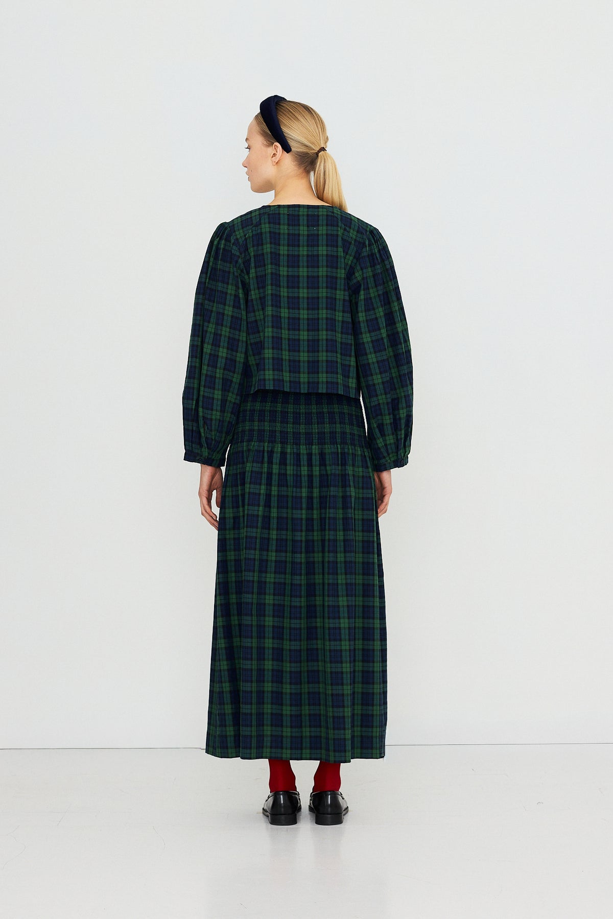 BLUSA GREEN CHECK BOW