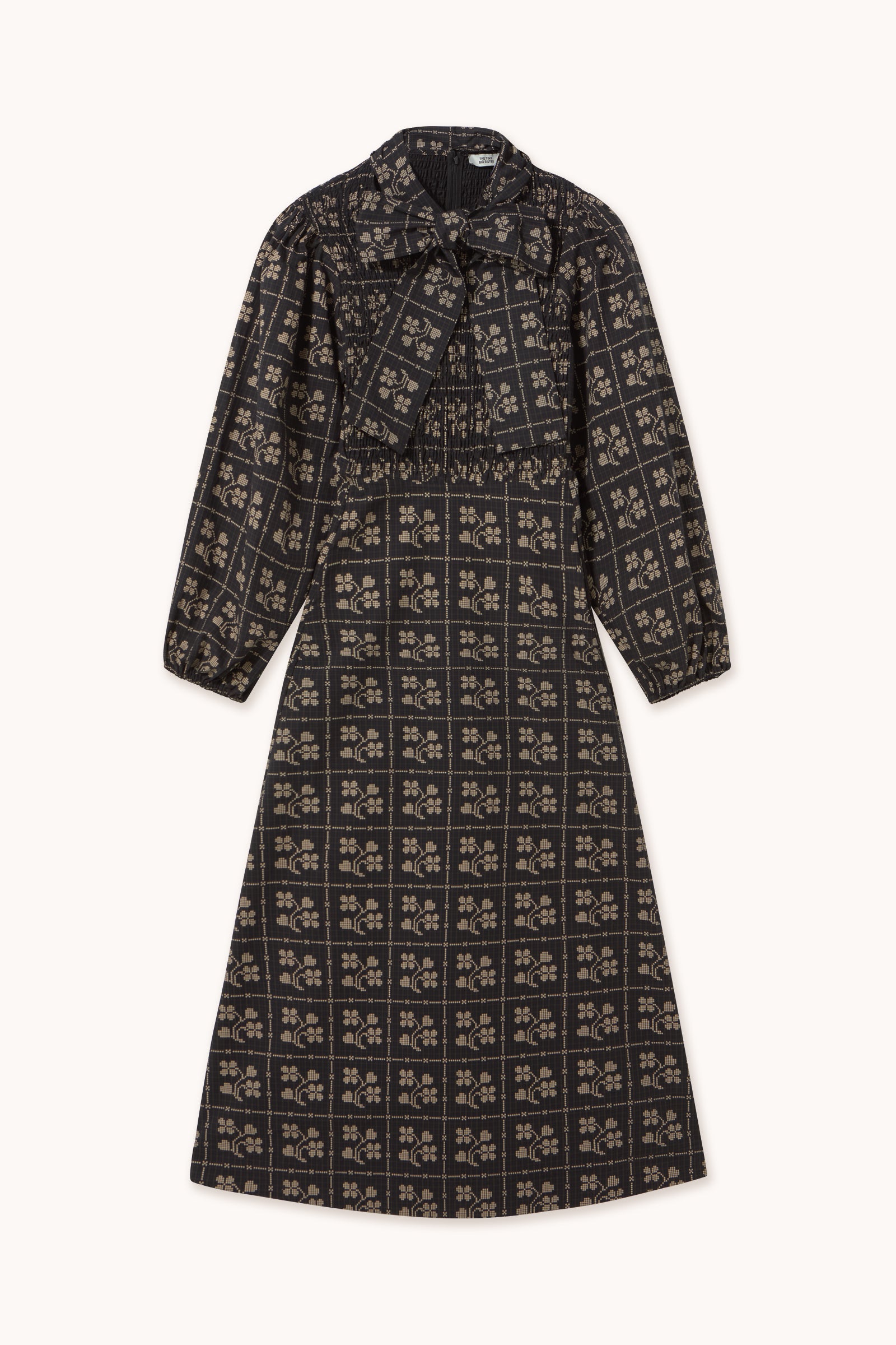 DOTS FLOWERS SMOCK DRESS