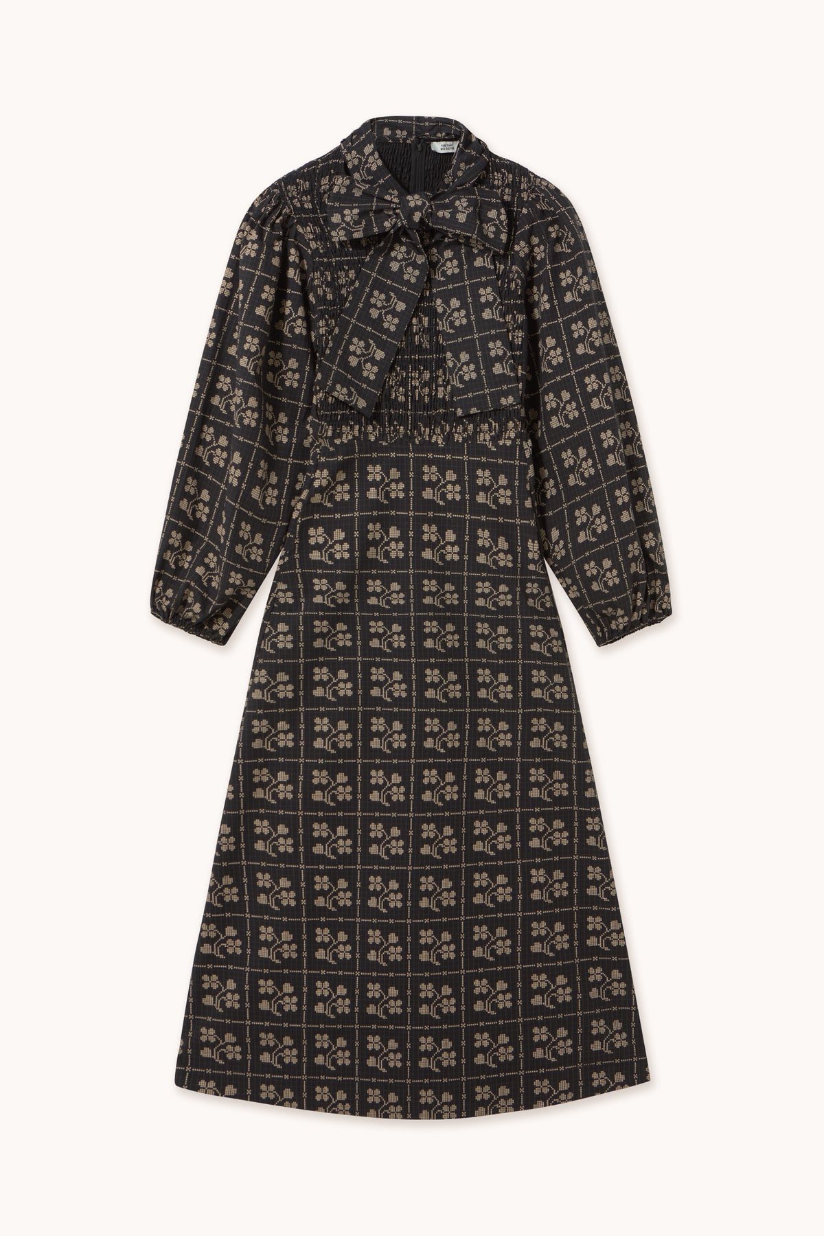 DOTS FLOWERS SMOCK DRESS