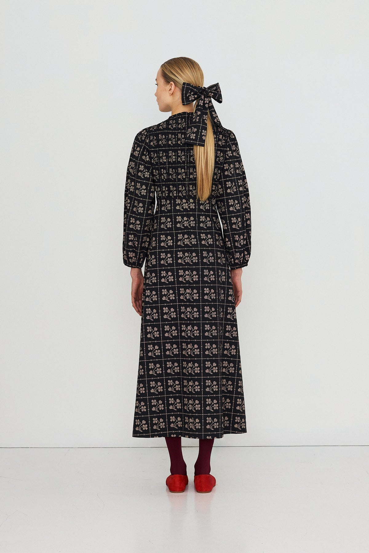 DOTS FLOWERS SMOCK DRESS