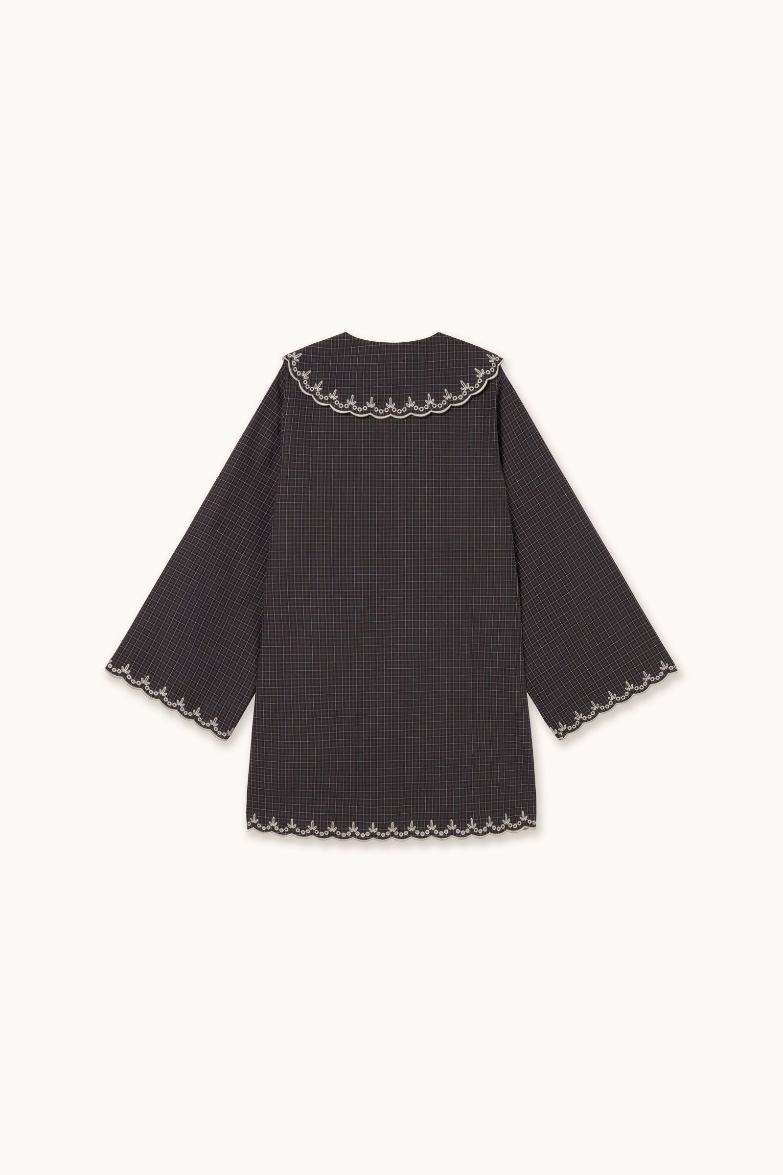 CHECKS EMBROIDERED NECK DRESS