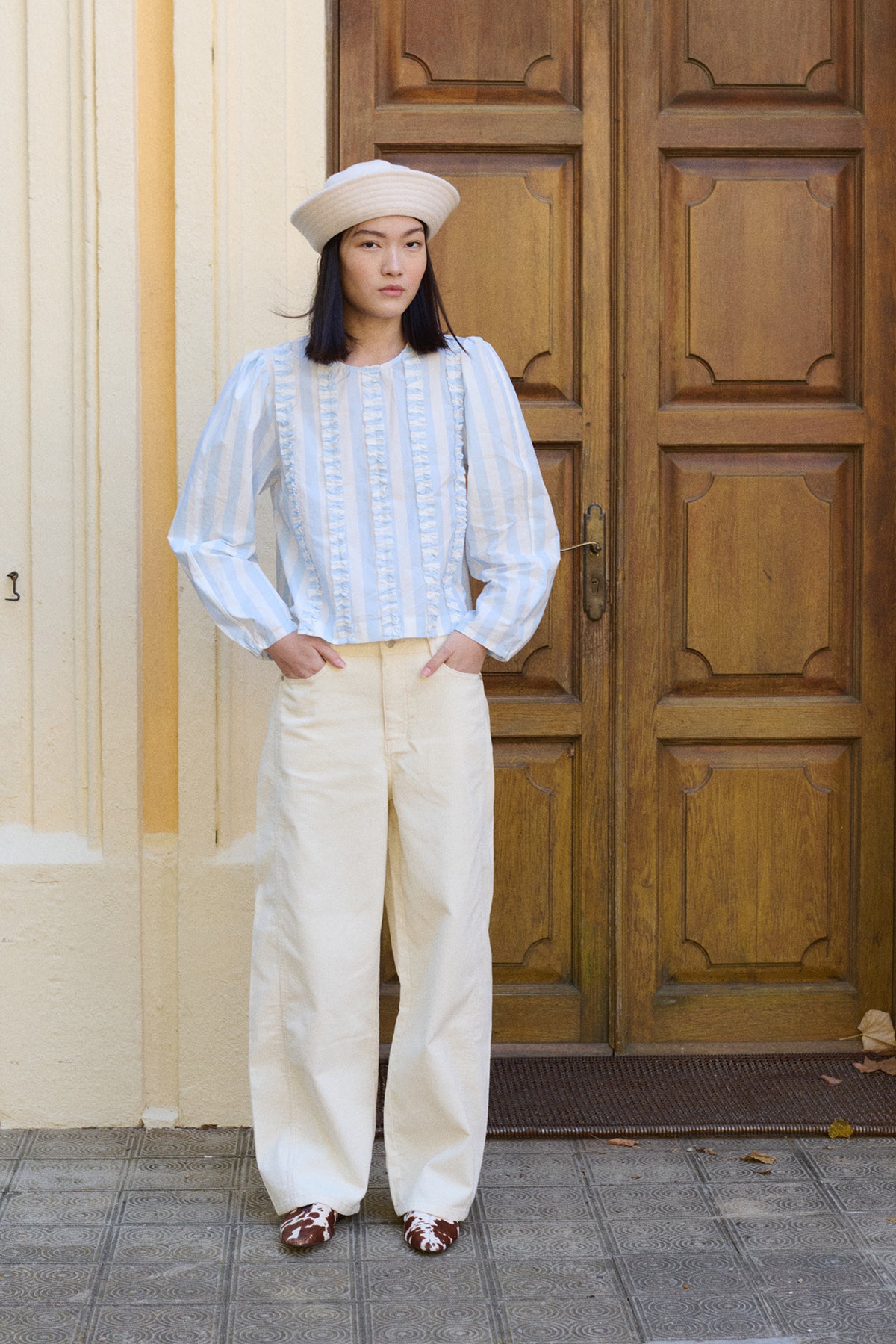 BLOUSE À VOLANTS À RAYURES
