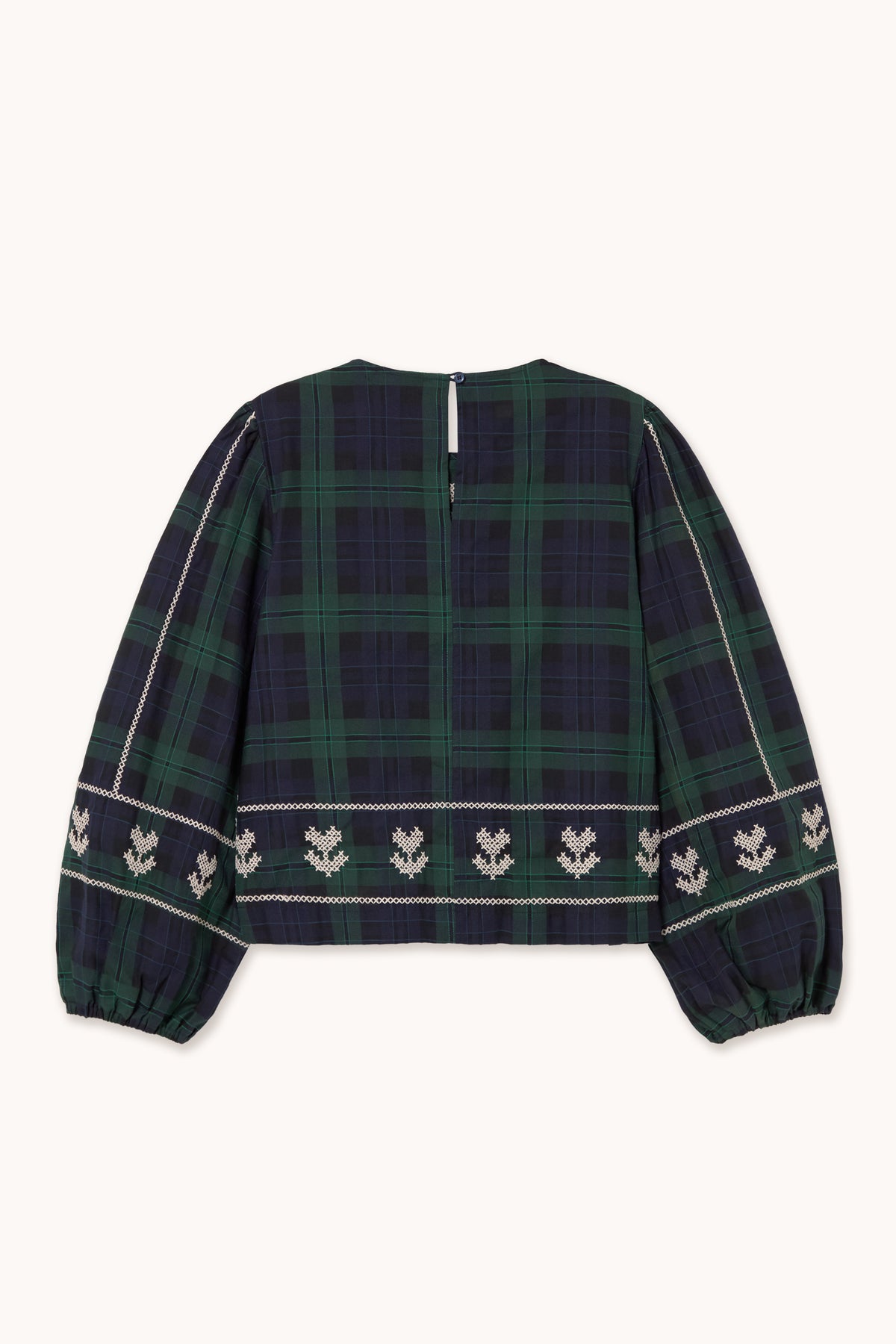 BLUSA MANGAS ABULLONADAS CON BORDADO CHECK
