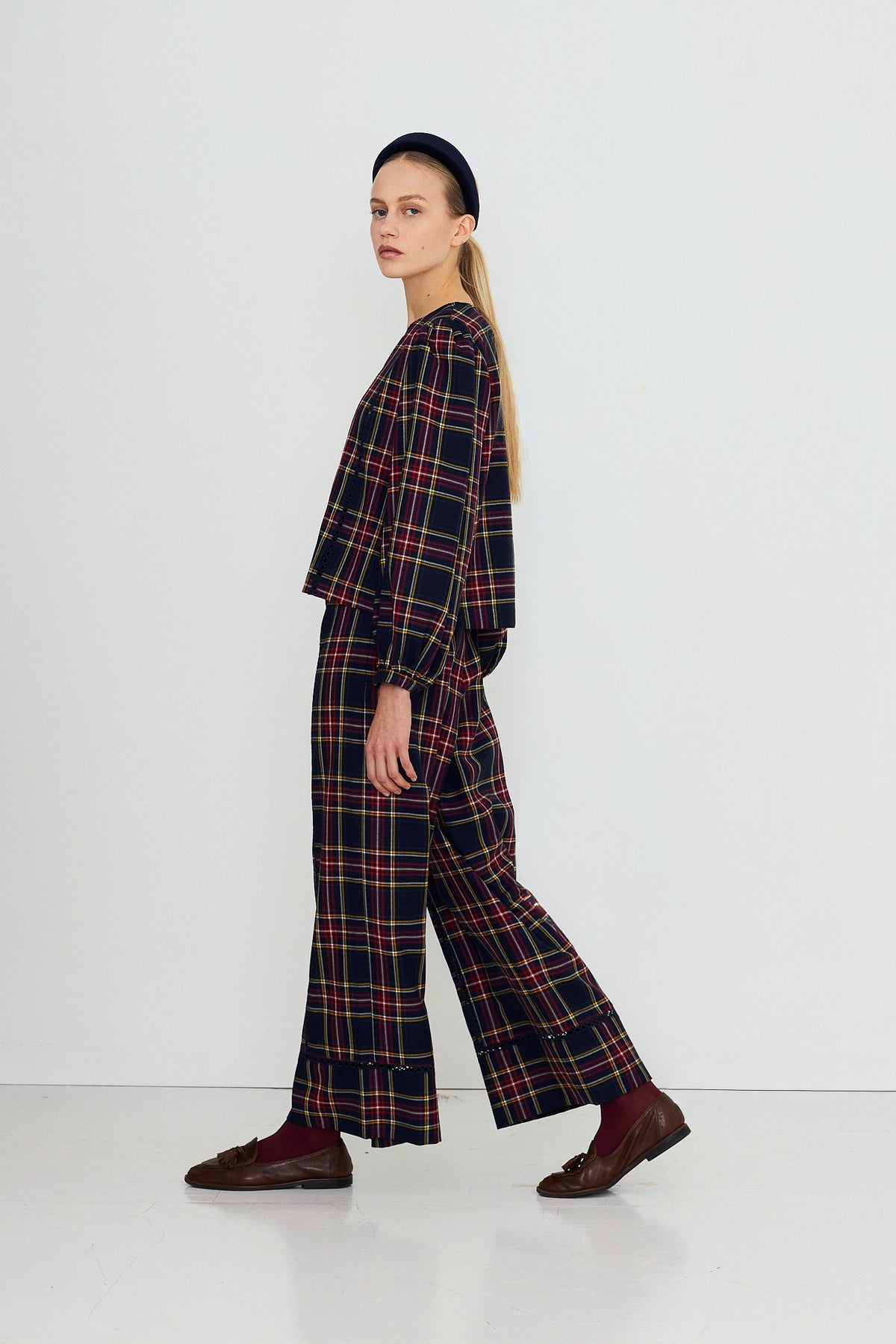CHECK WIDE PANTS