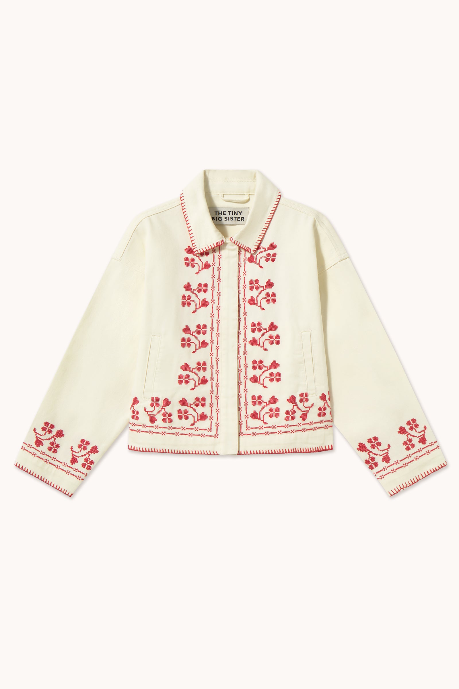 VESTE EN DENIM AVEC BRODERIE ROSES