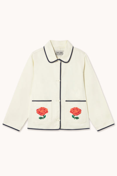ROSE EMBROIDERY SHORT DENIM JACKET
