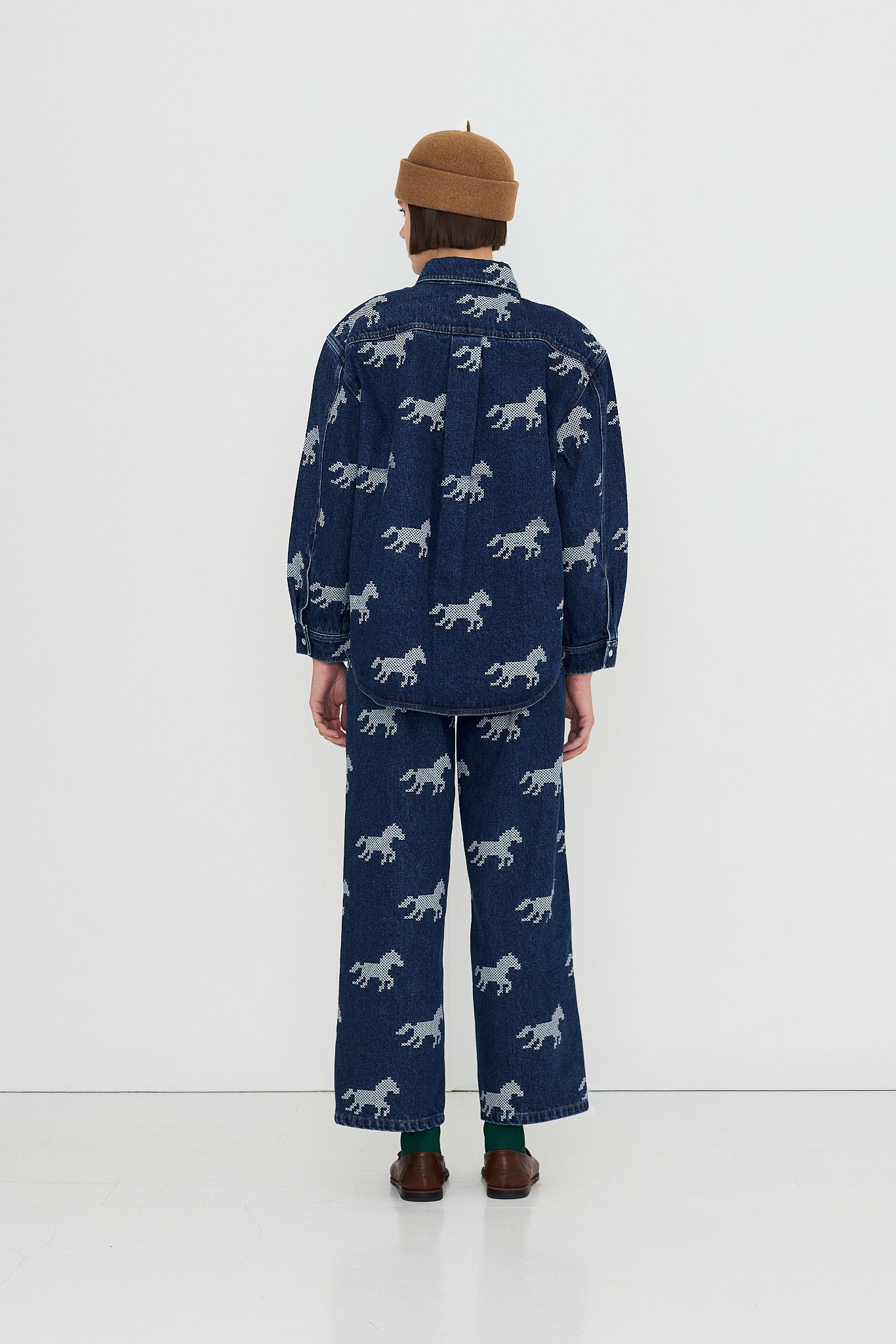 HORSES EMBROIDERY DENIM SHIRT