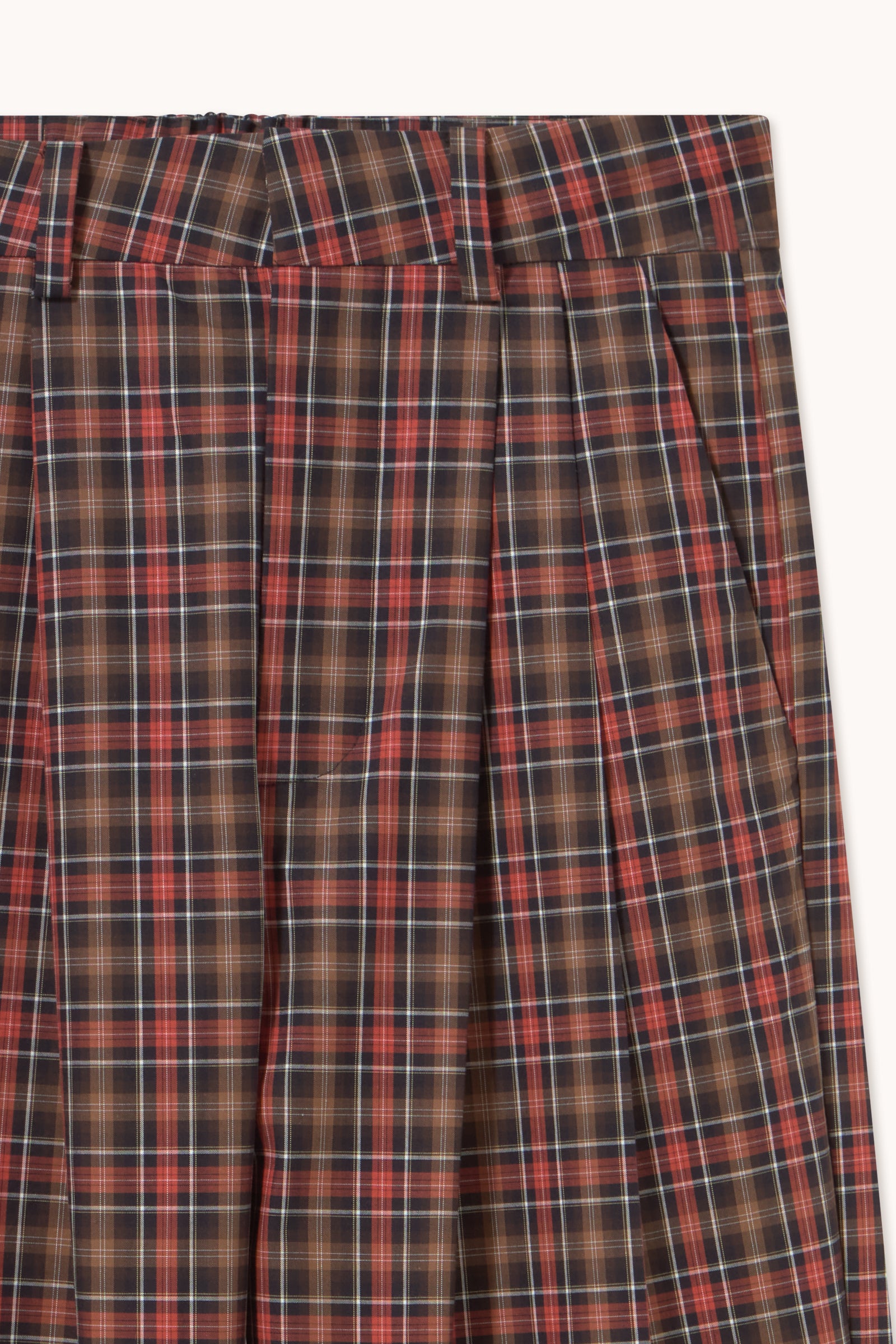 CHECK PLEATED PANTS