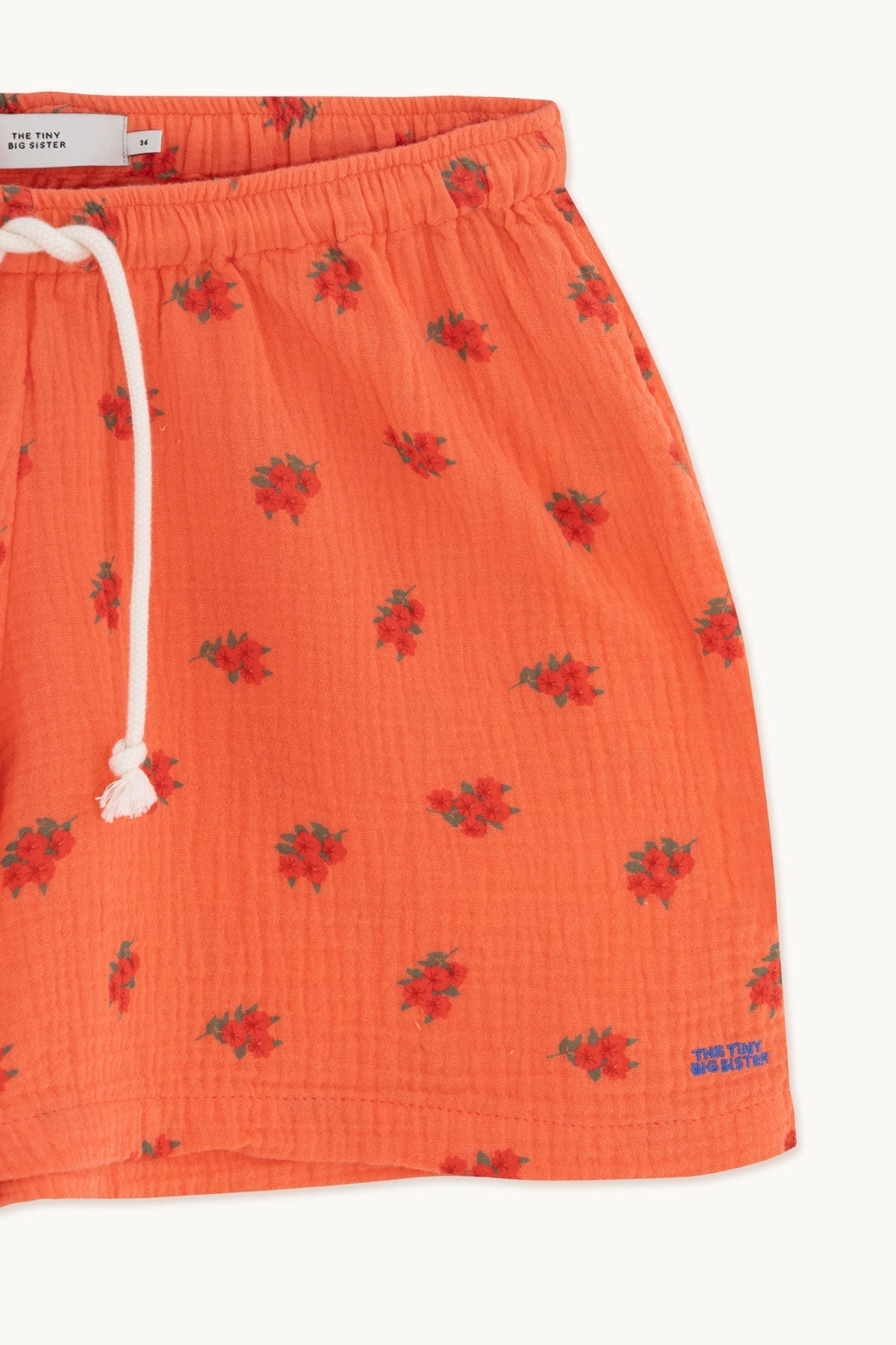 WOMAN RED FLOWERS DOUBLE GAUZE SHORTS