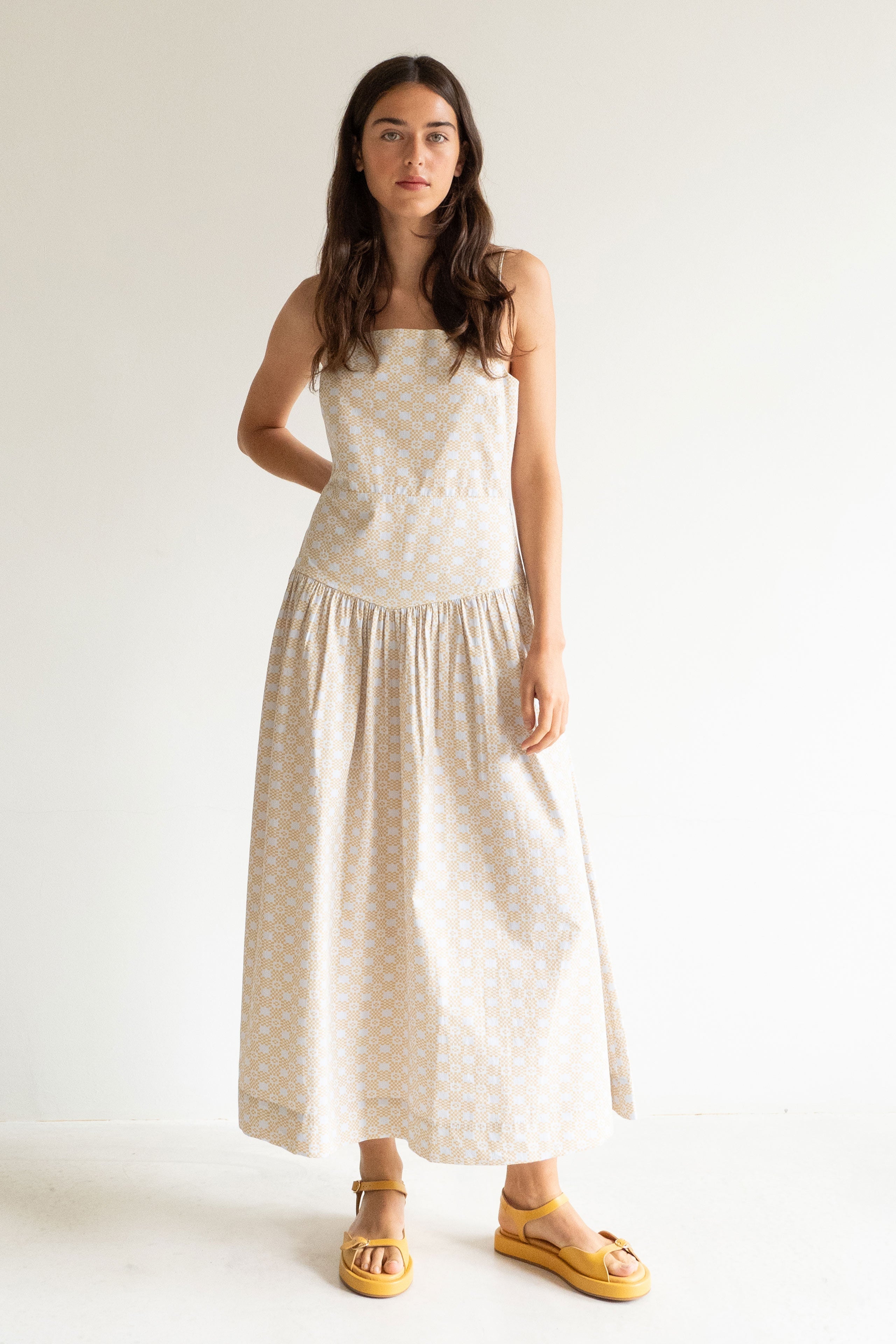 GEOMETRIC OPEN BACK DRESS