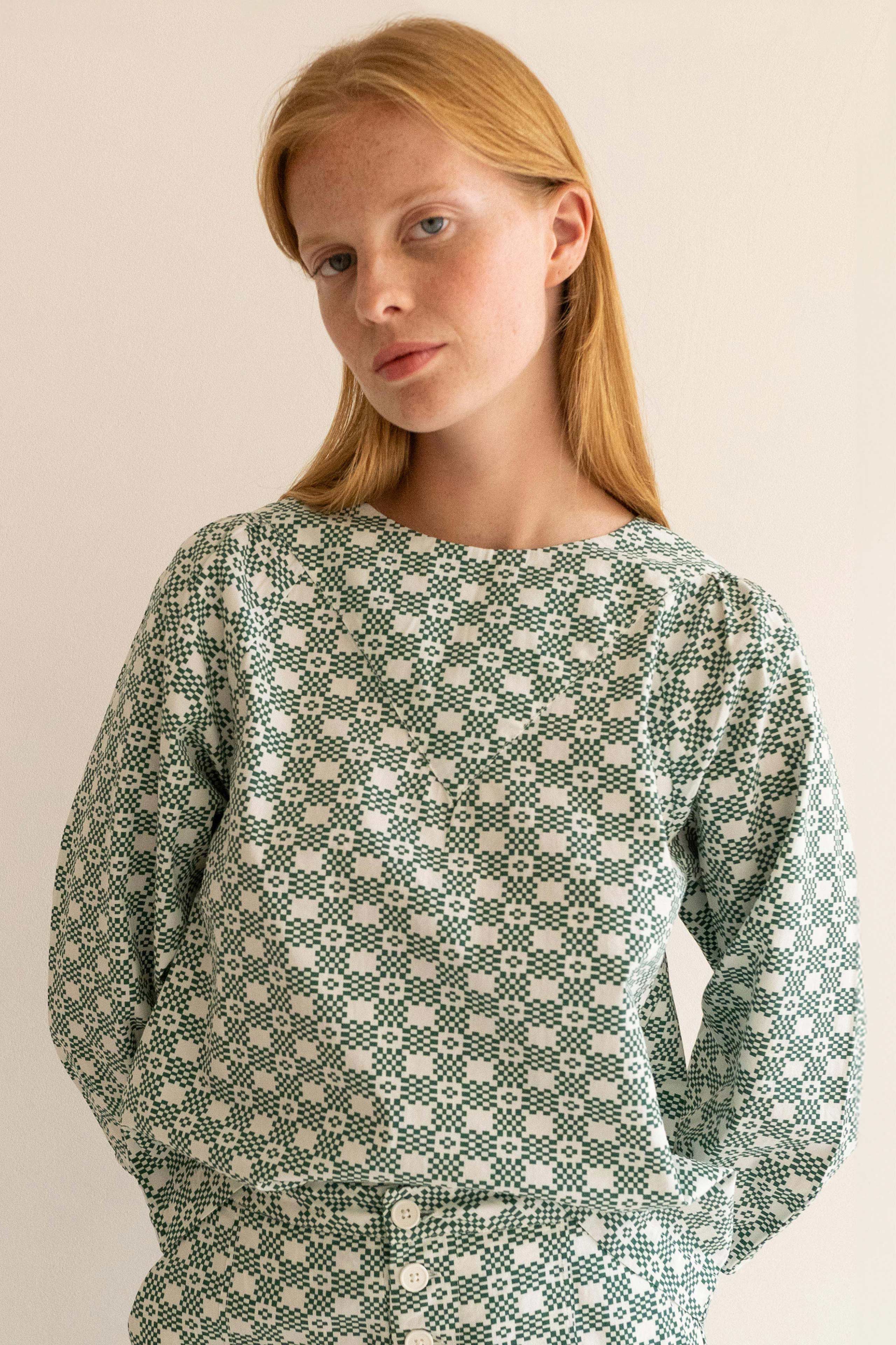 GEOMETRIC YOKE BLOUSE