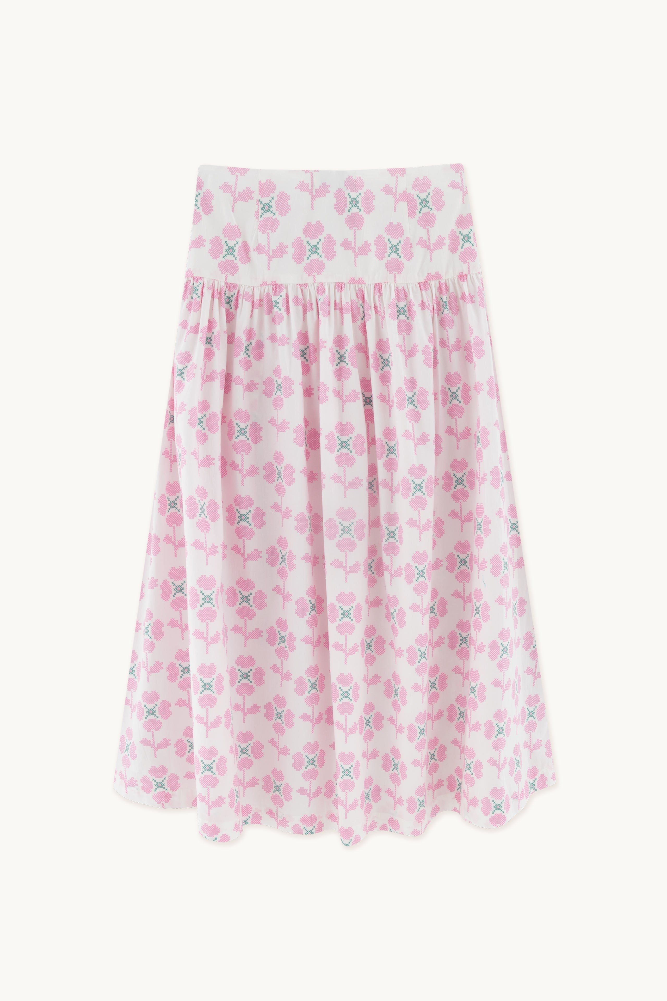 CROSS STITCH FLOWERS BUTTONED SKIRT