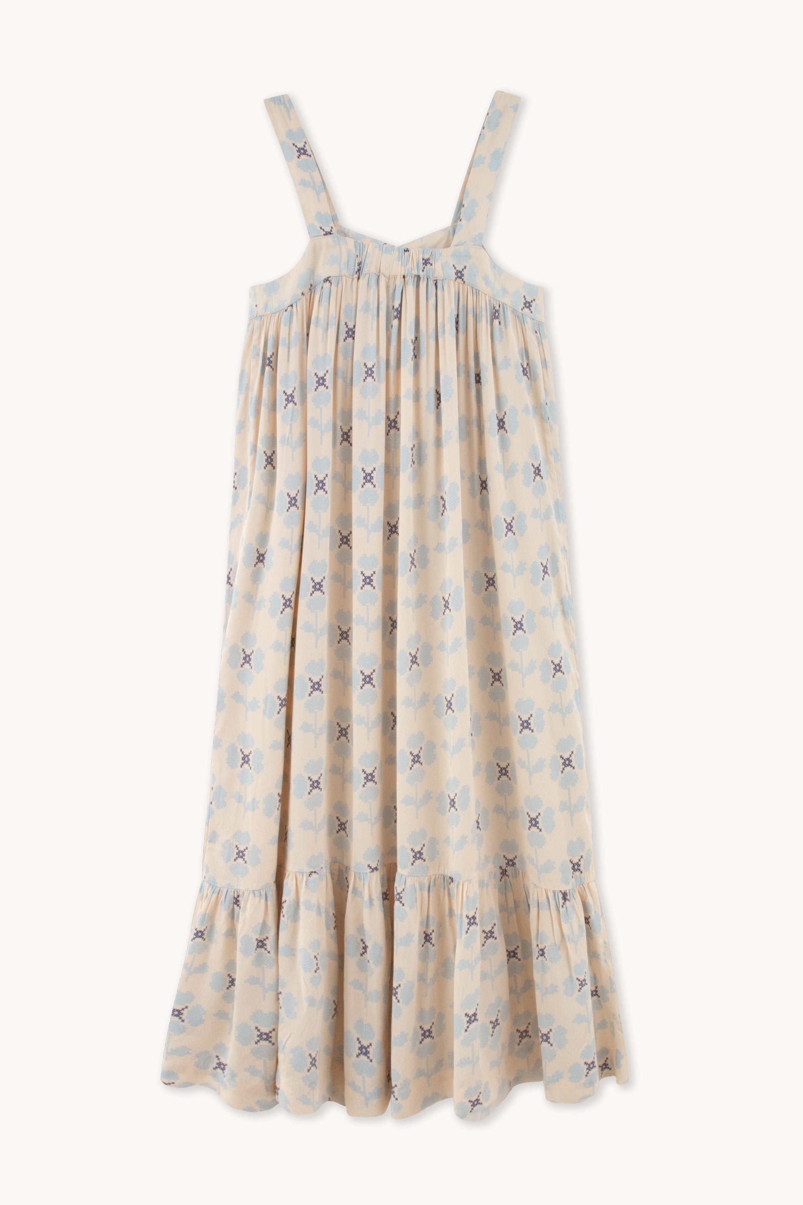 CROSS STITCH FLOWERS FRONT TIE DRESS