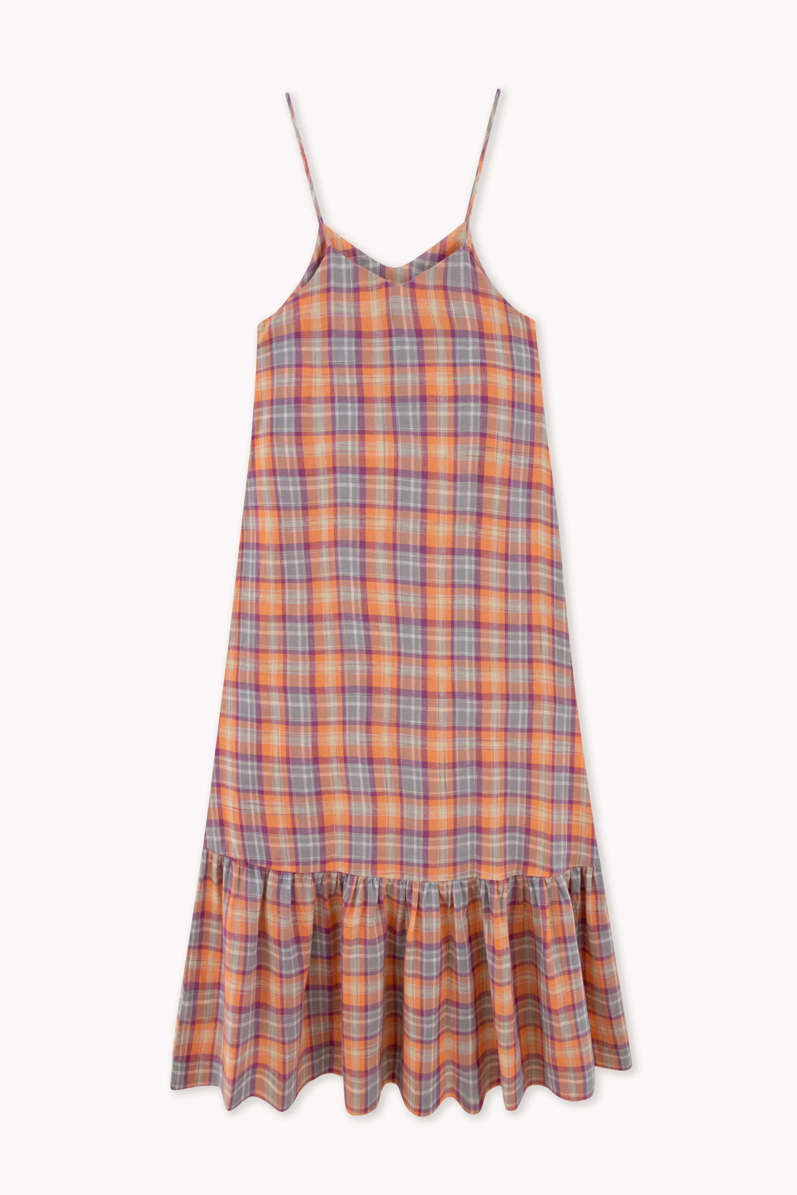 CHECK RUFFLE DRESS