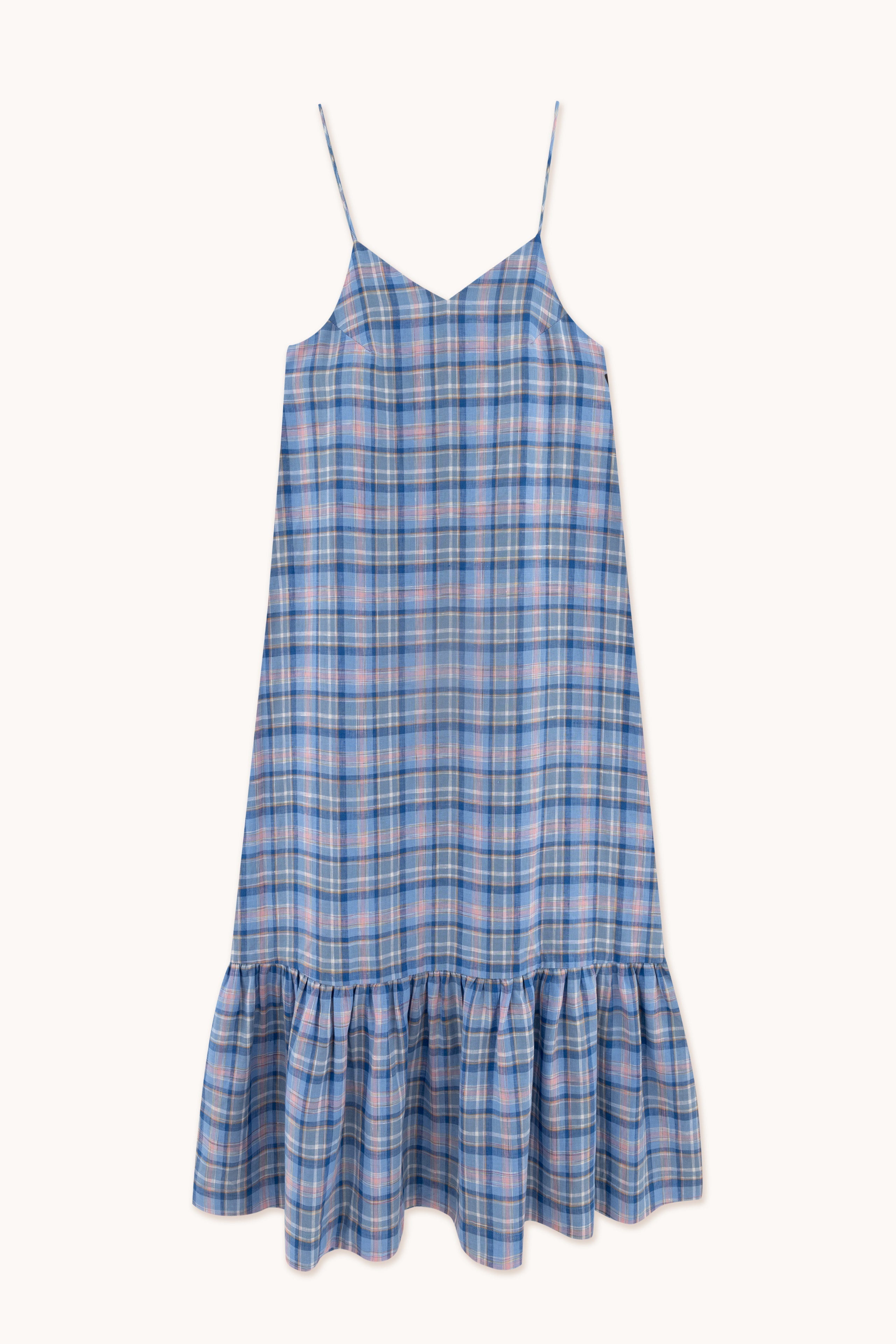 CHECK RUFFLE DRESS