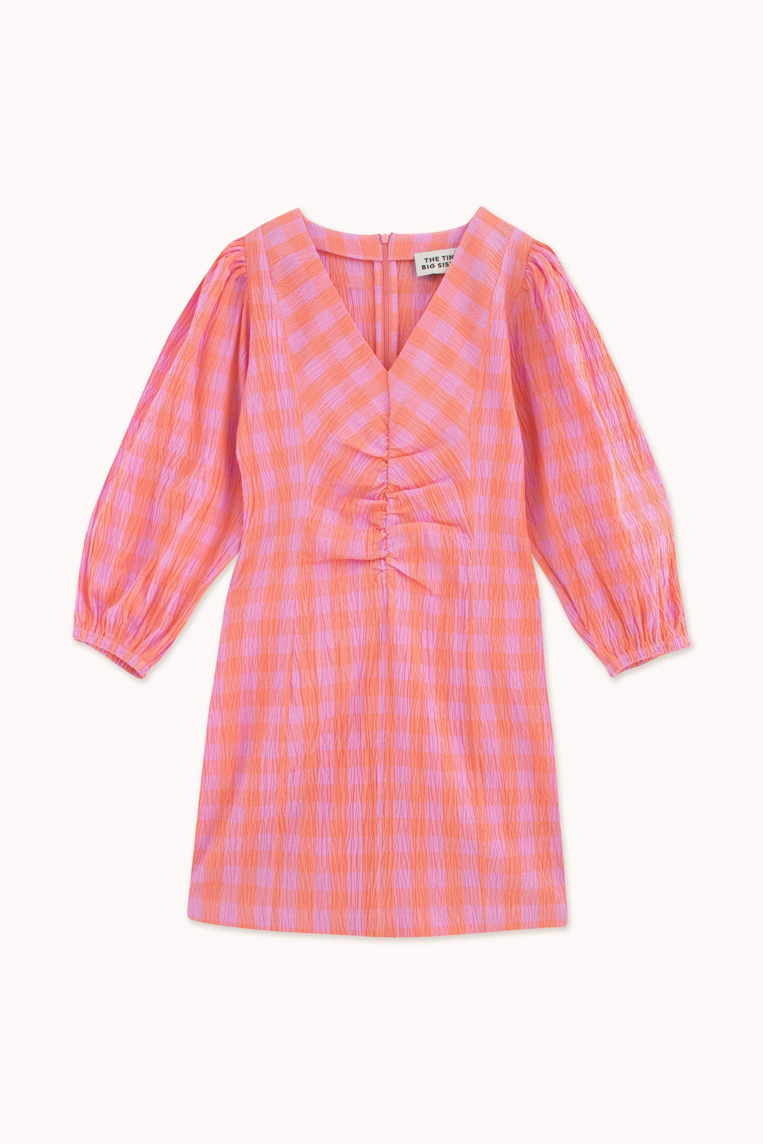 CHECK KLEID MIT PUFFÄRMELN