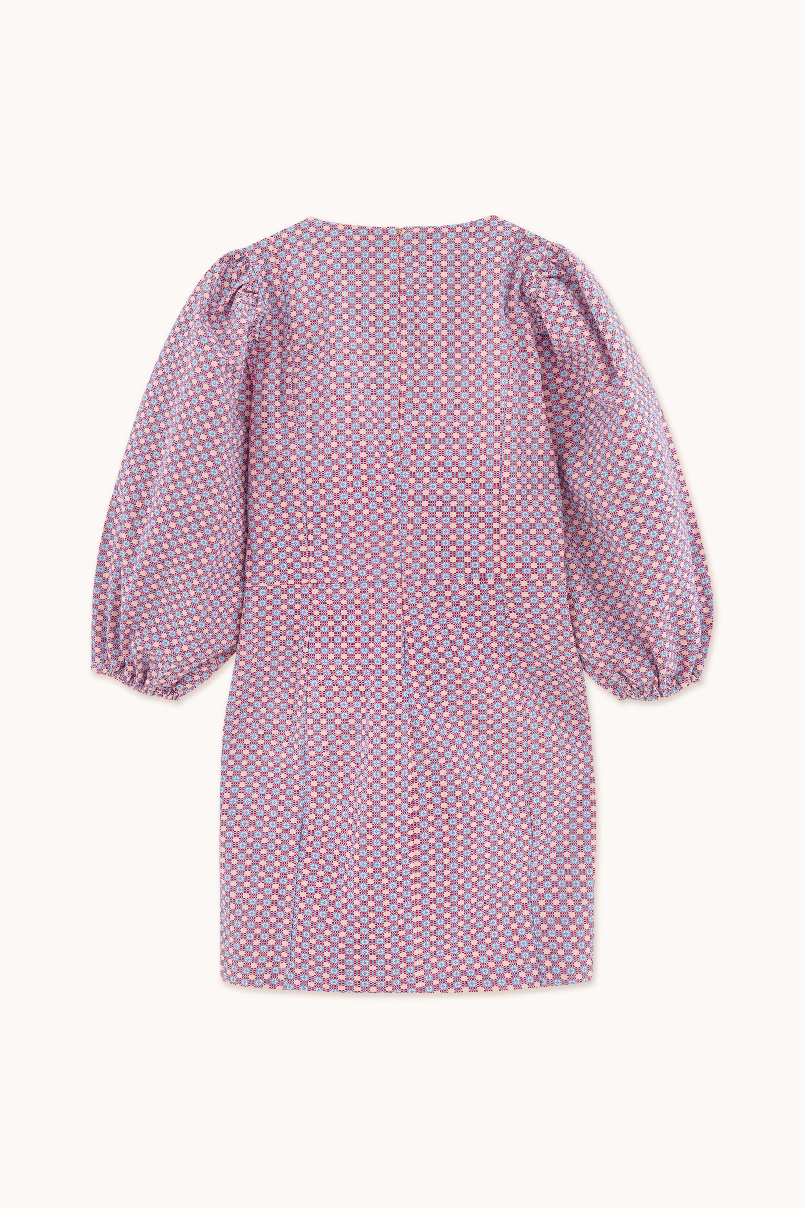 JACQUARD-KLEID MIT PUFFÄRMELN
