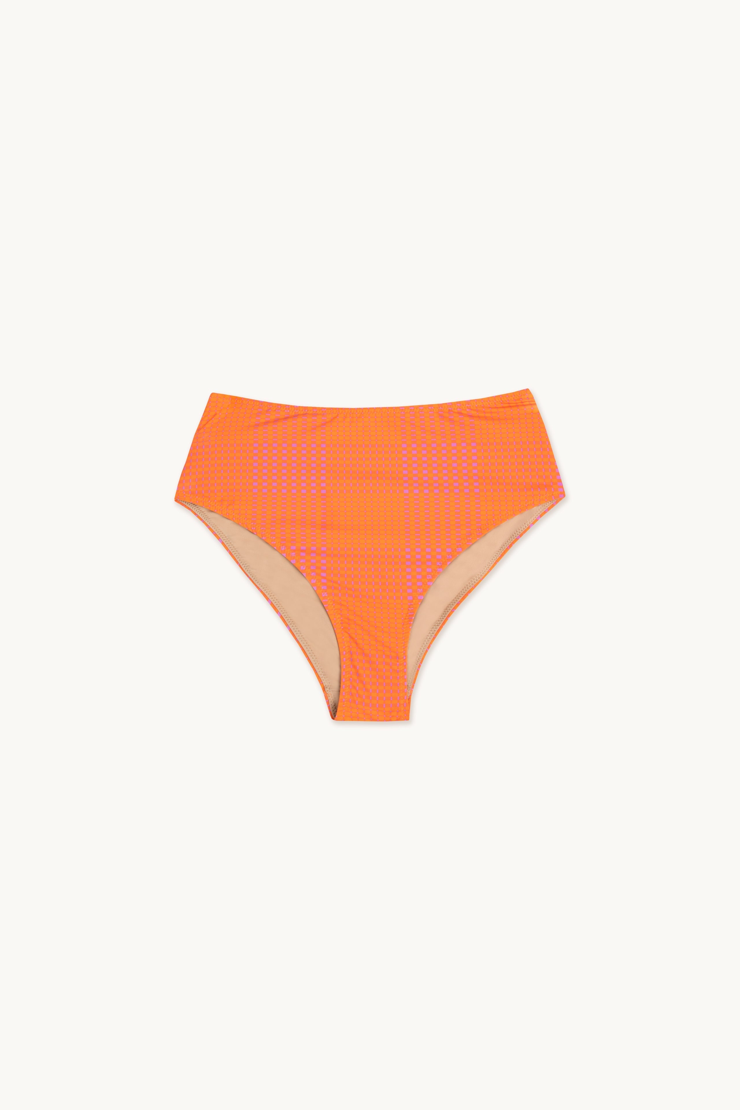CHECK HIGH-WAISTED BIKINI BOTTOM