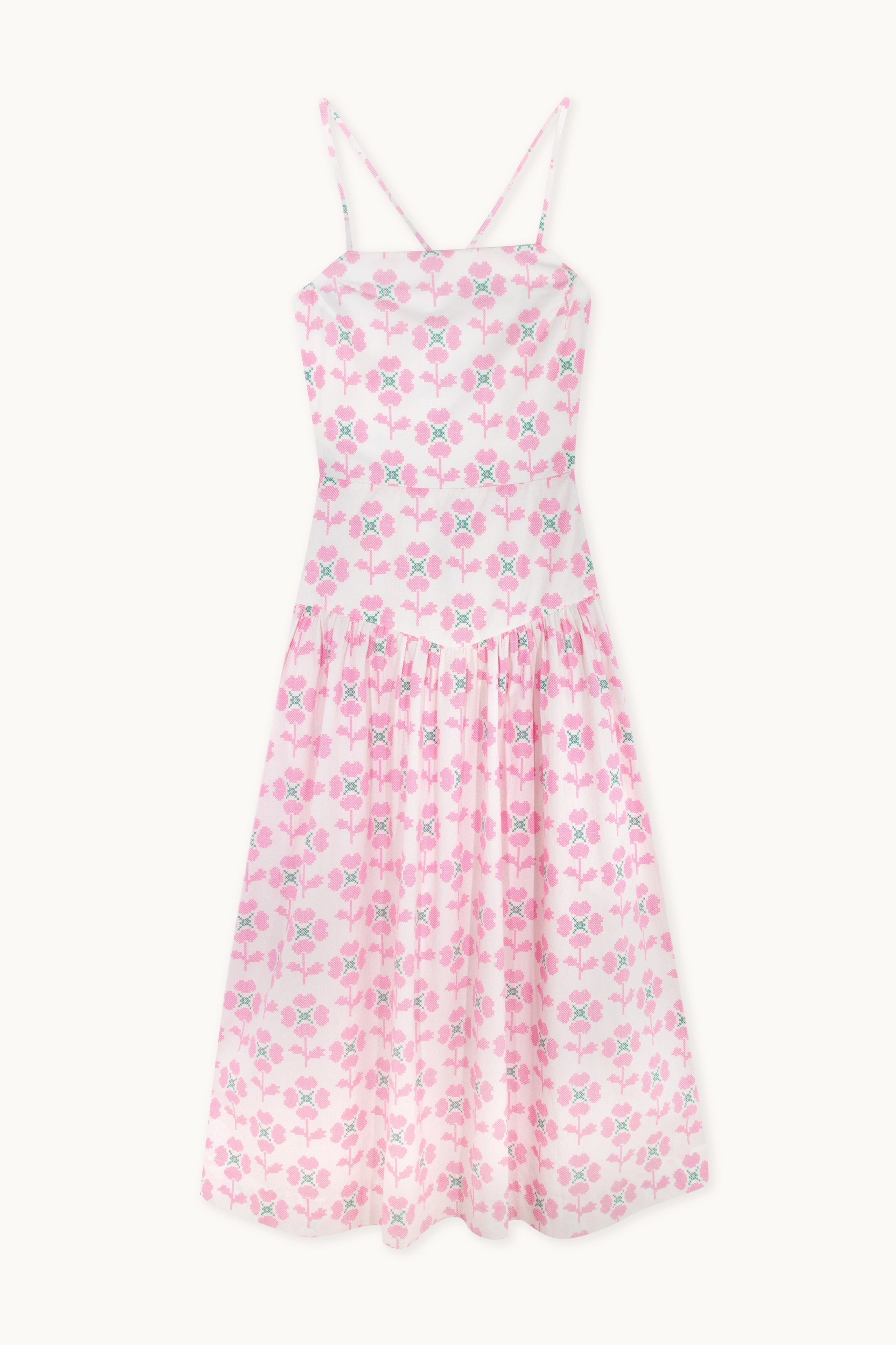 CROSS STITCH FLOWERS OPEN BACK DRESS