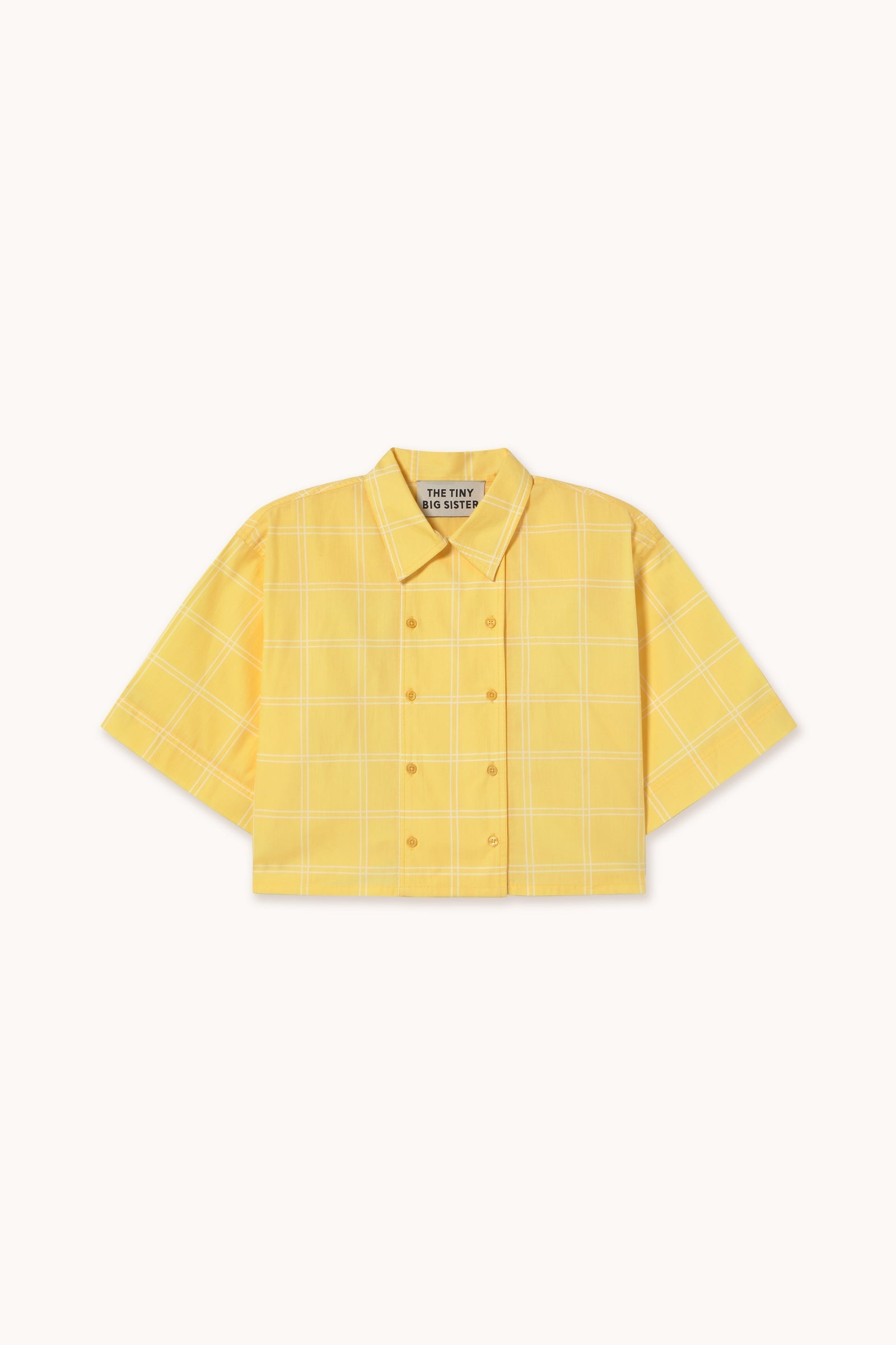 CHECK BUTTONED SHORT SLEEVES BLOUSE