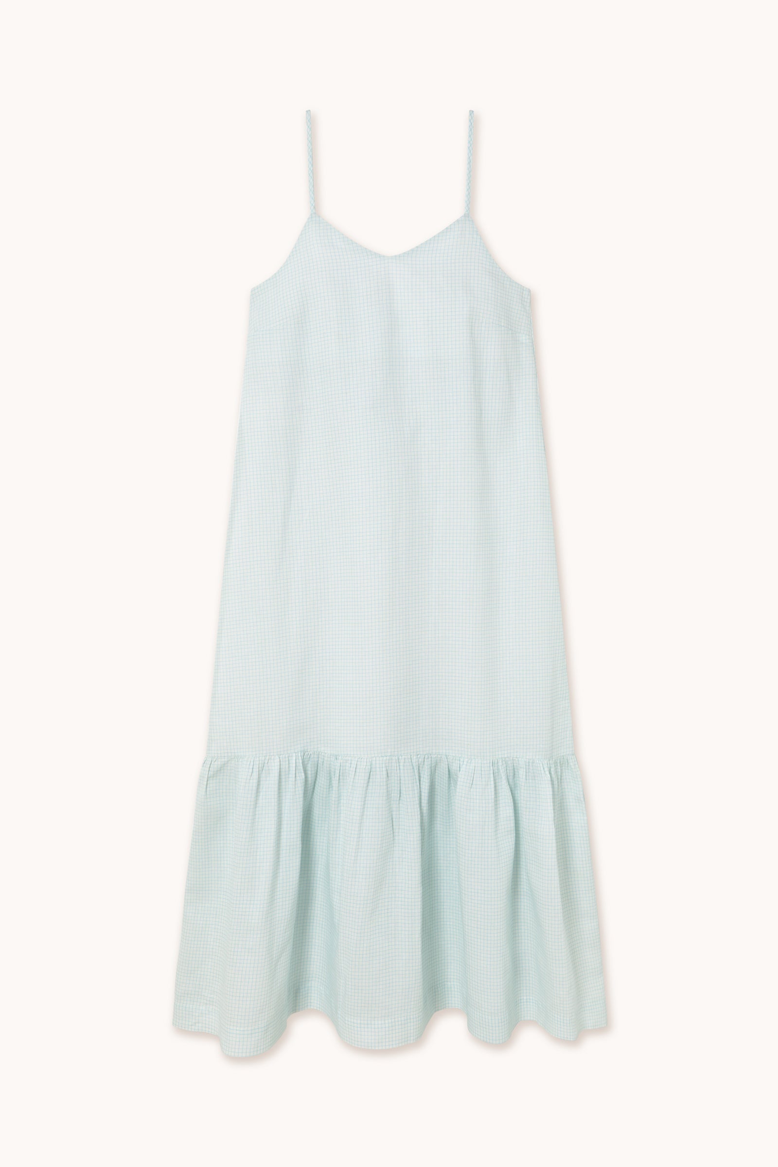 GRID RUFFLE DRESS