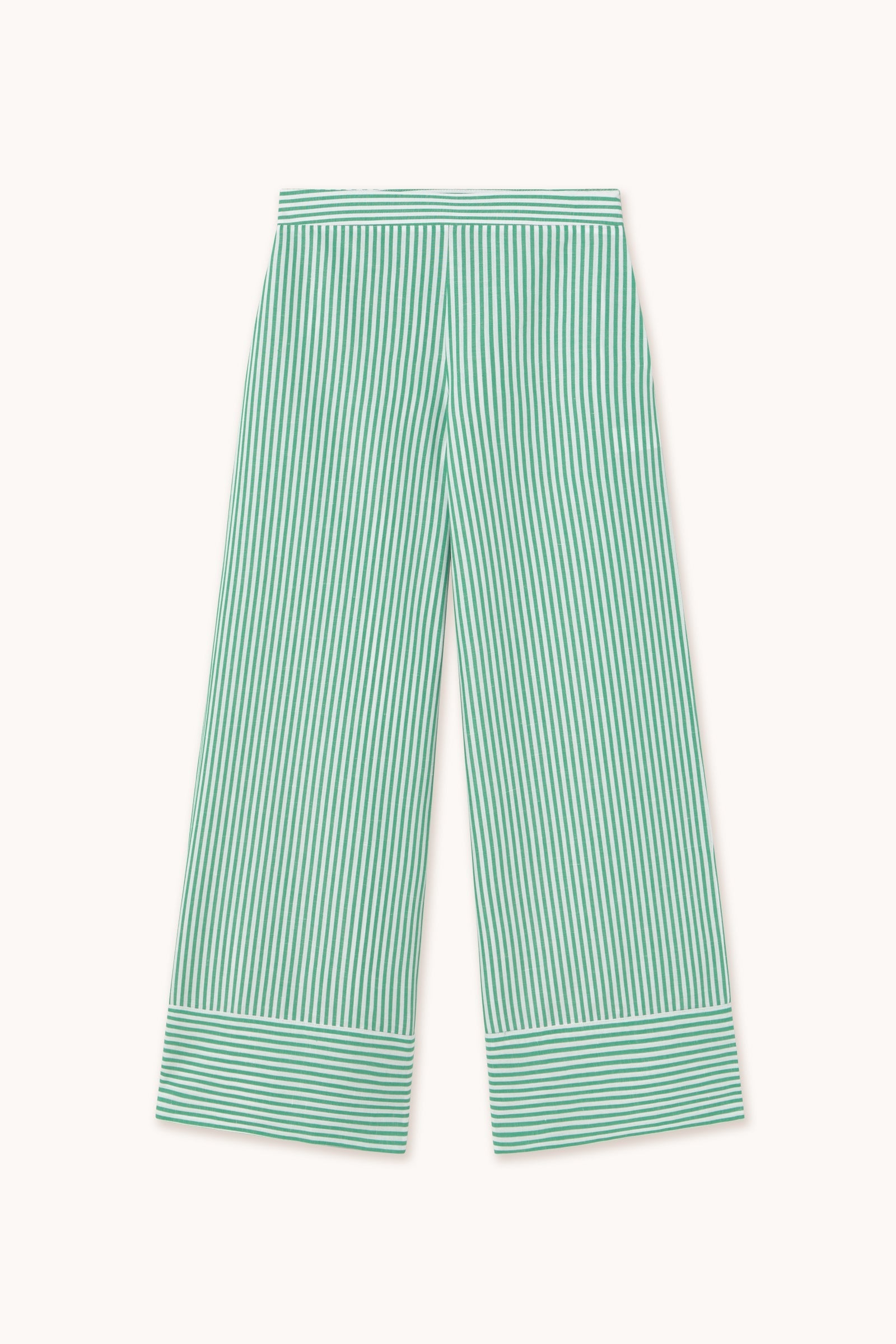 PANTALÓN A RAYAS CON RIBETE