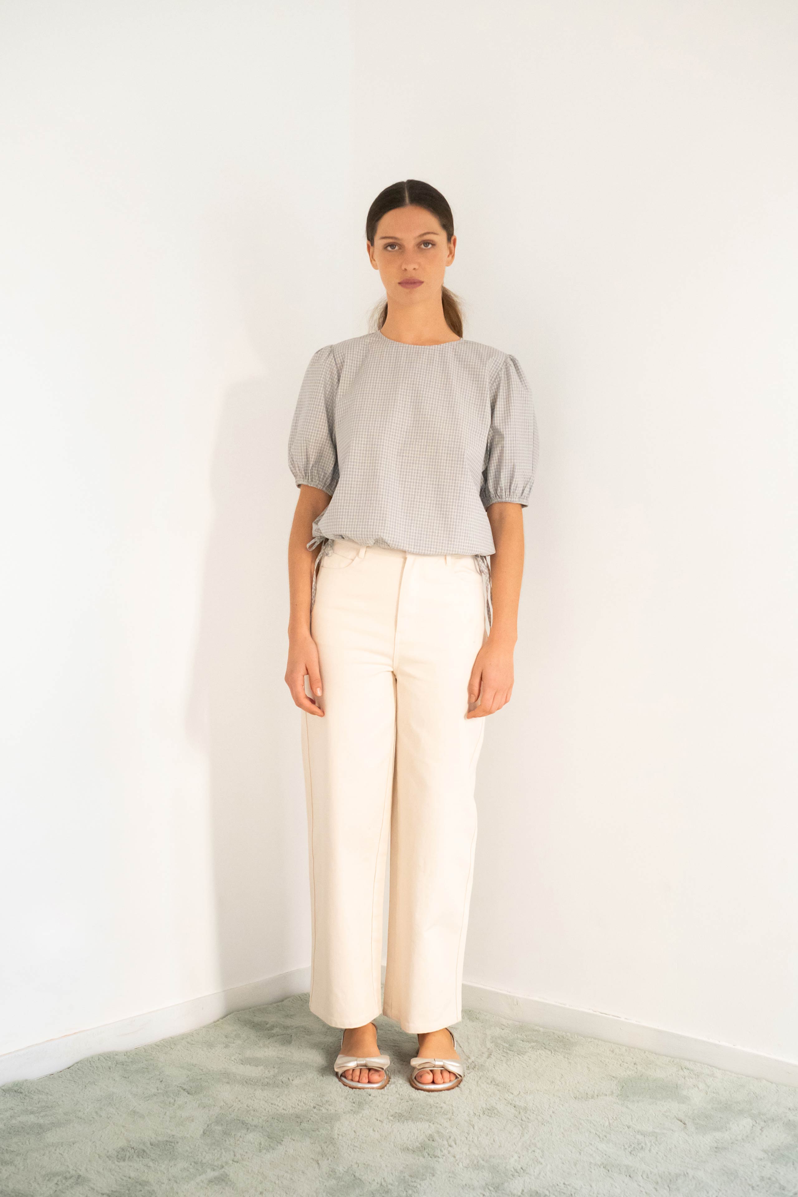 BLUSA MANGAS ABULLONADAS SMALL CHECK