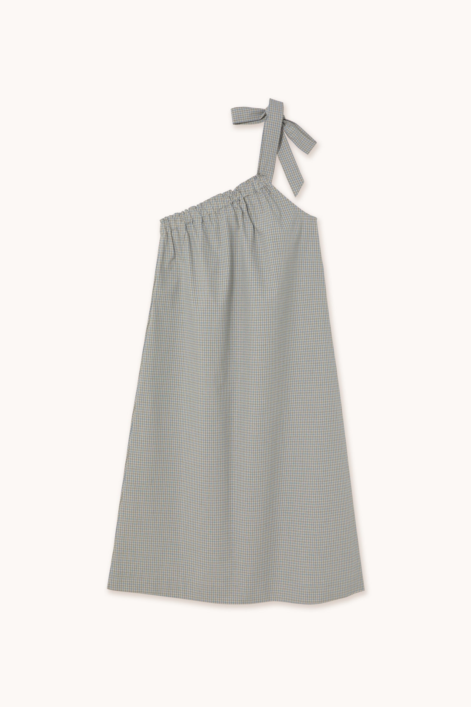 SMALL CHECK ASYMMETRIC DRESS