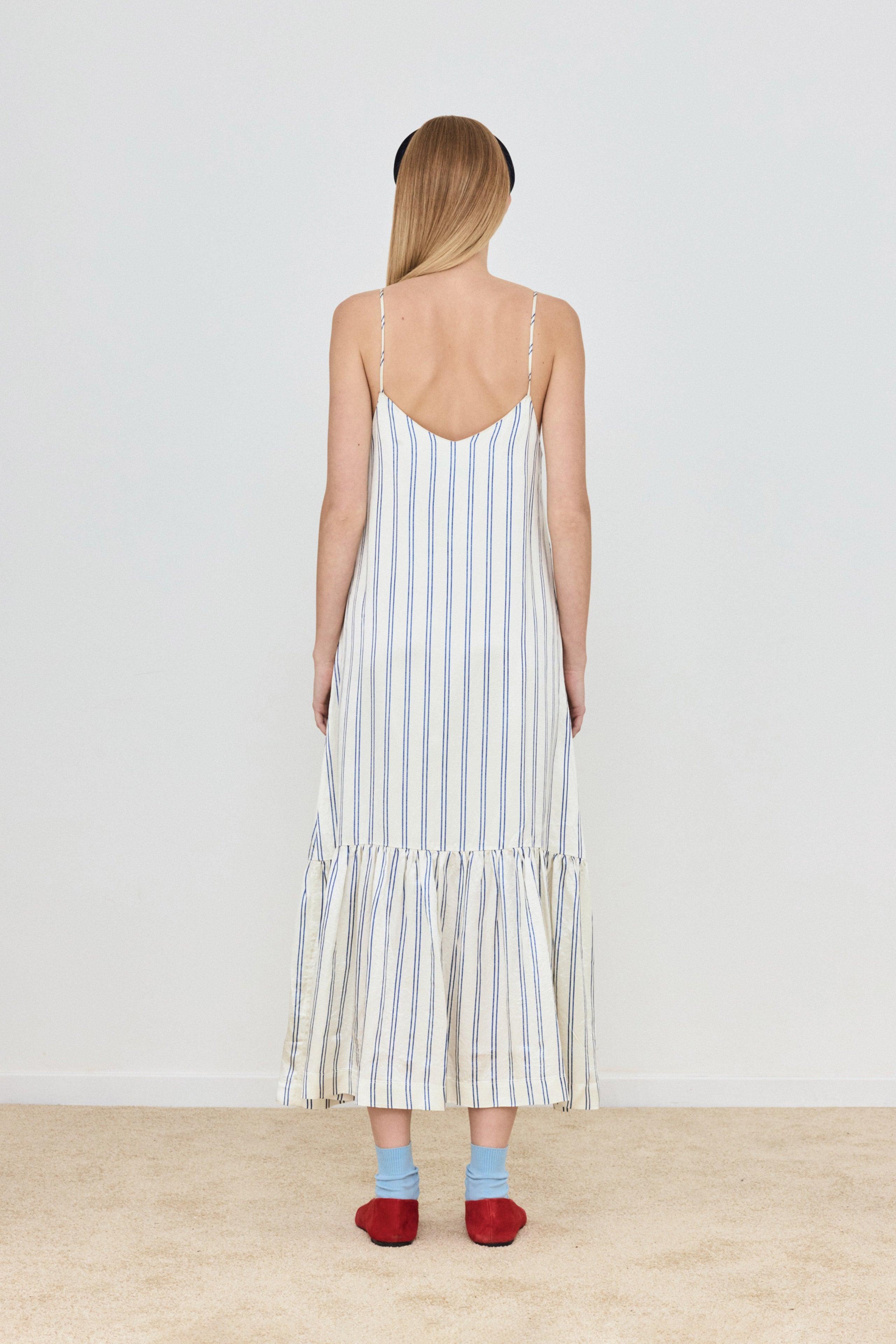 STRIPES RUFFLE DRESS