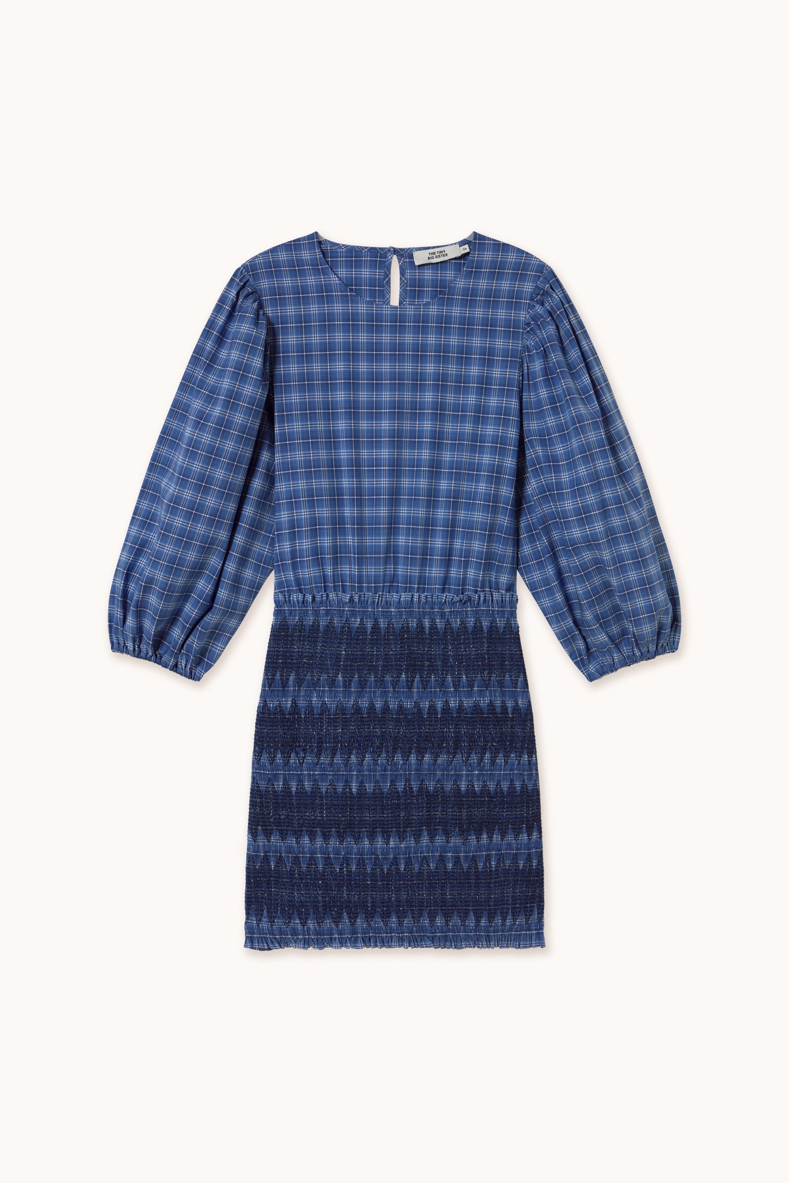 CHECK VESTIDO MANGAS ABULLONADAS