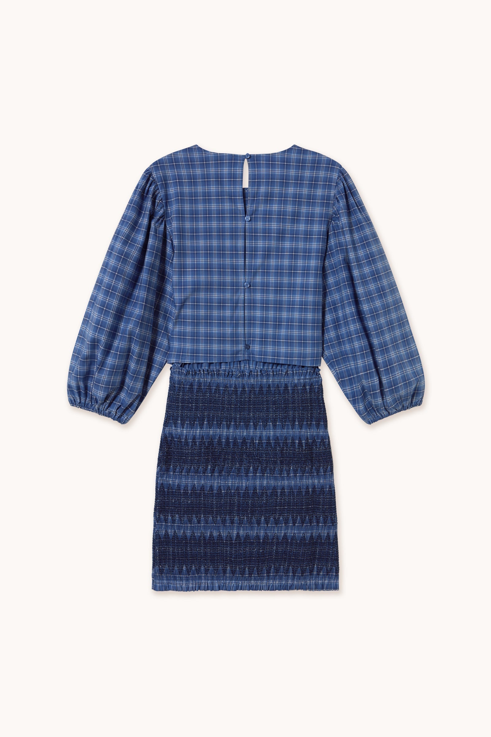 CHECK VESTIDO MANGAS ABULLONADAS