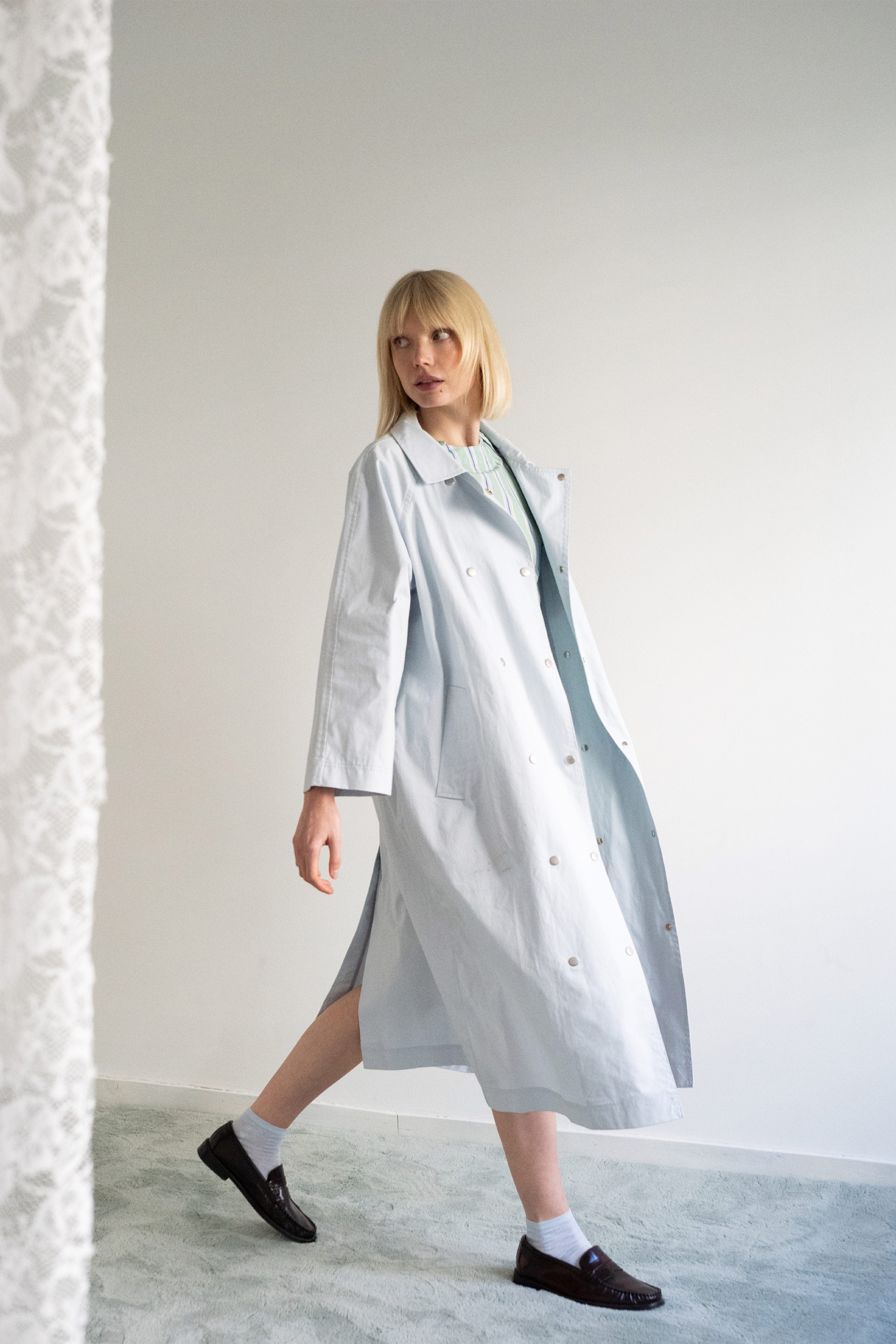 STRIPED TRENCH COAT