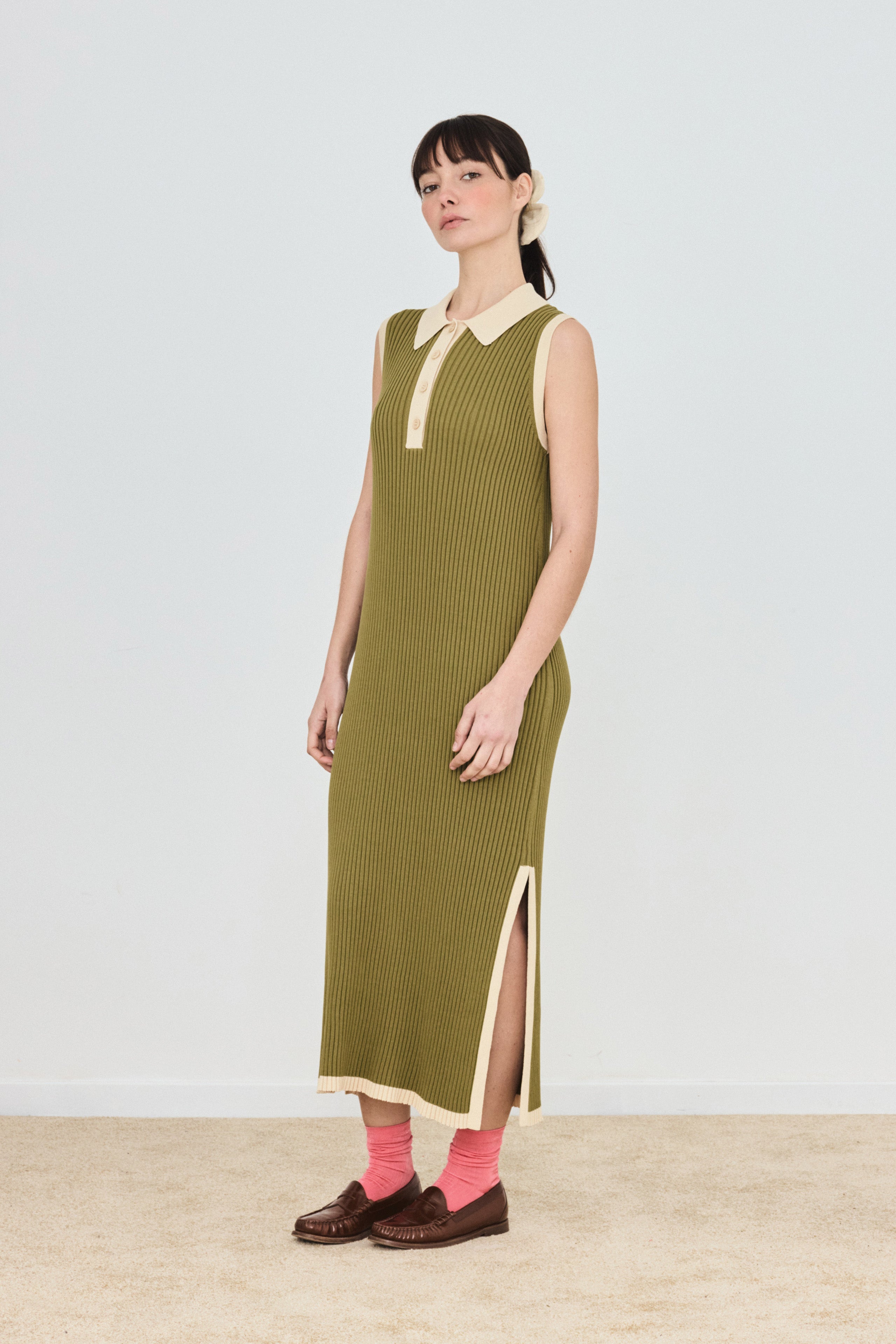 COLOR BLOCK POLO DRESS