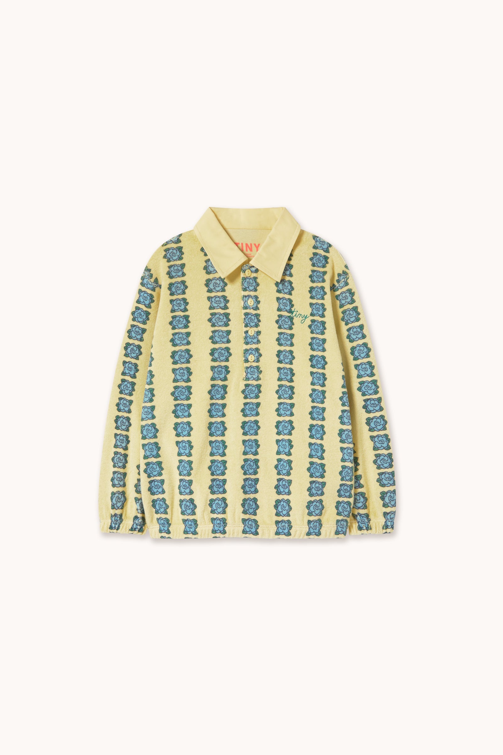 BLUE FLOWERS POLO SLEEVE TEE