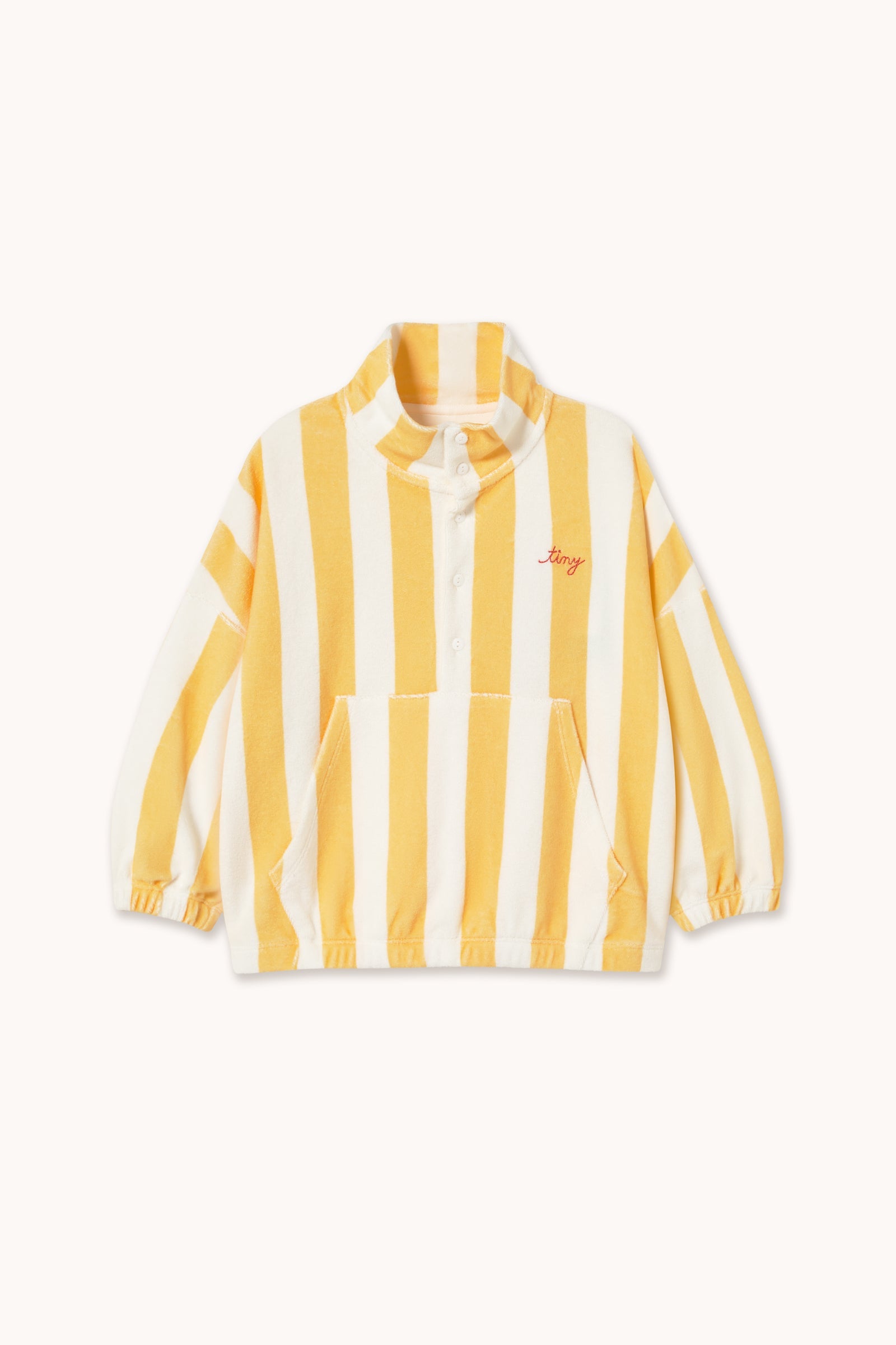 YELLOW STRIPES TOWEL MOCKNECK SWEATSHIRT