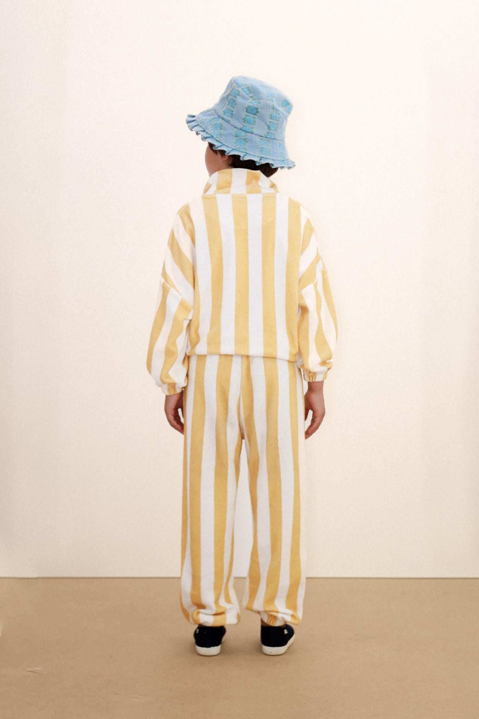 YELLOW STRIPES TOWEL MOCKNECK SWEATSHIRT