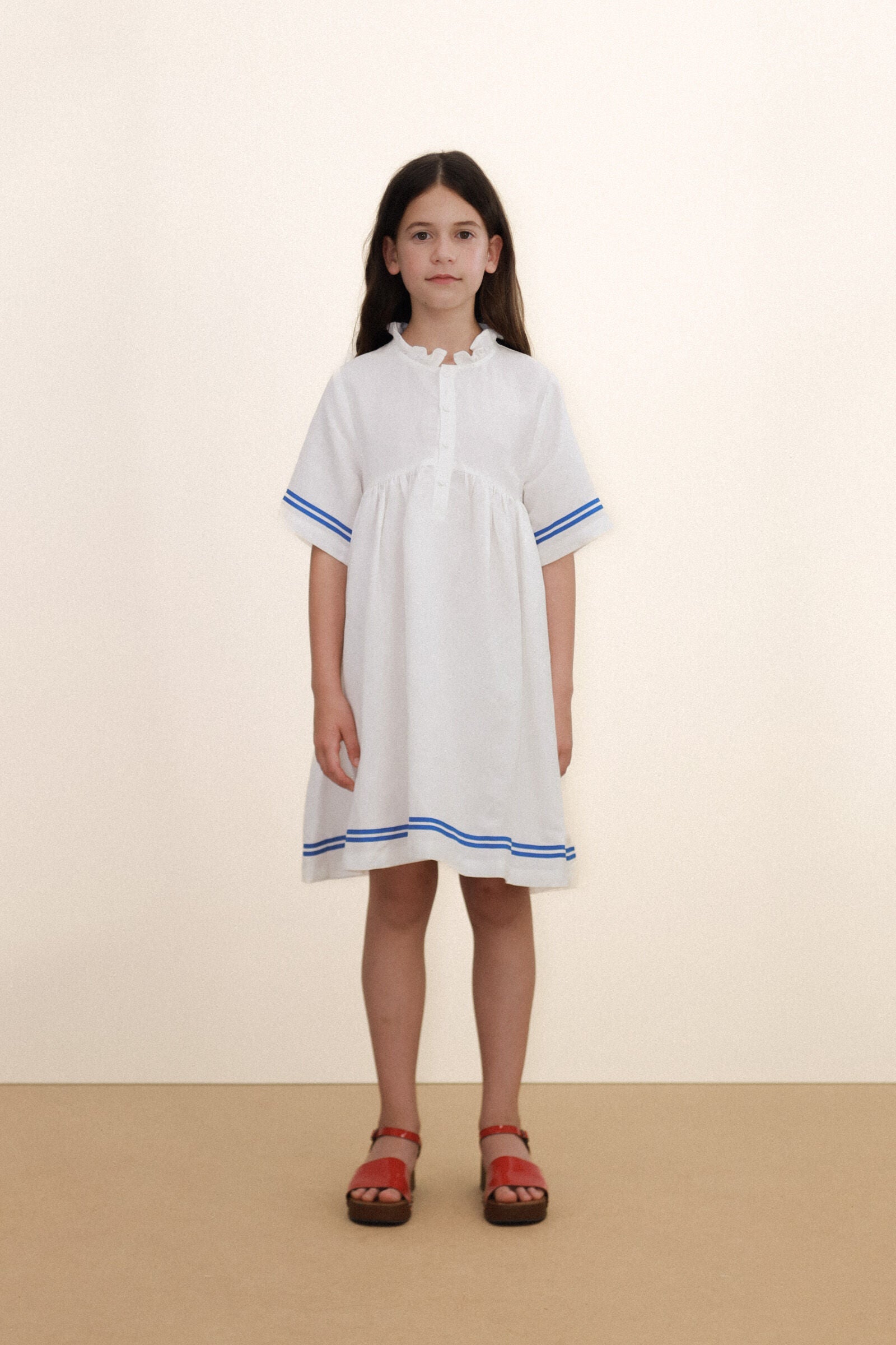 STRIPES FRILLED DRESS