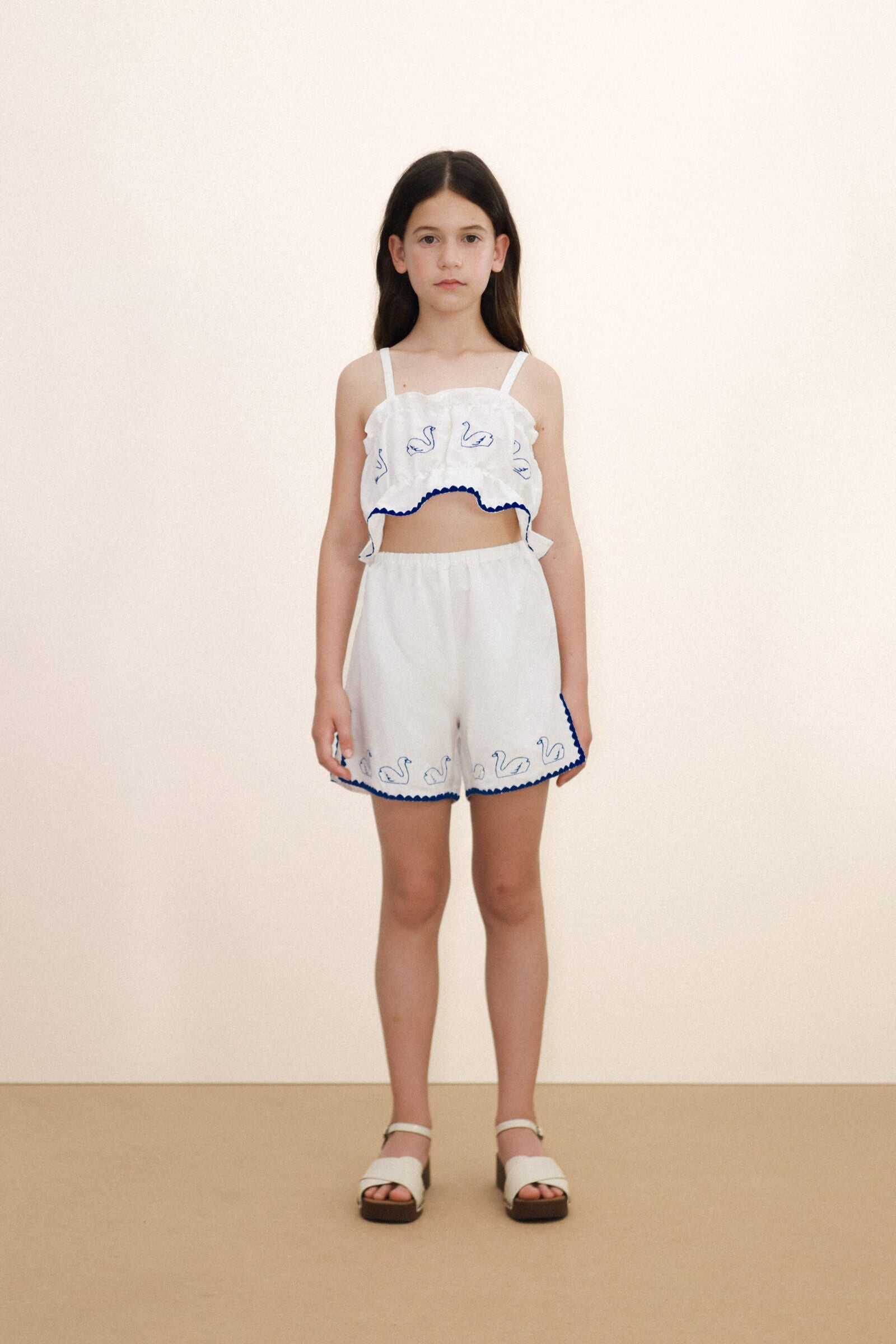 SWANS BOWS LINEN TOP