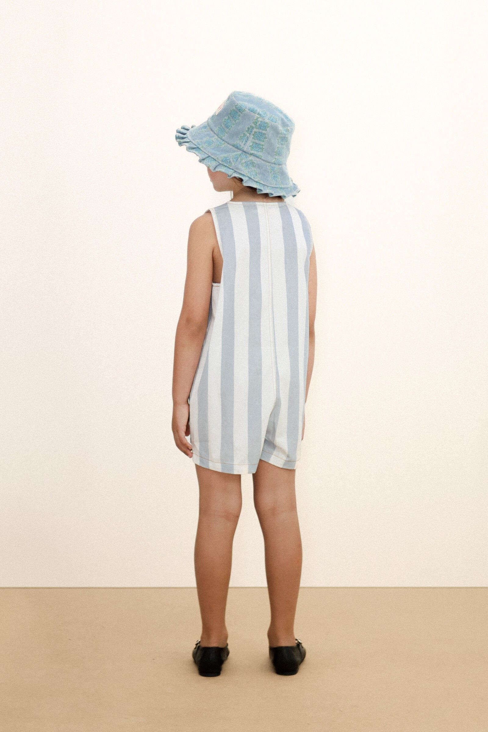 STRIPES TWILL SHORT ONE-PIECE