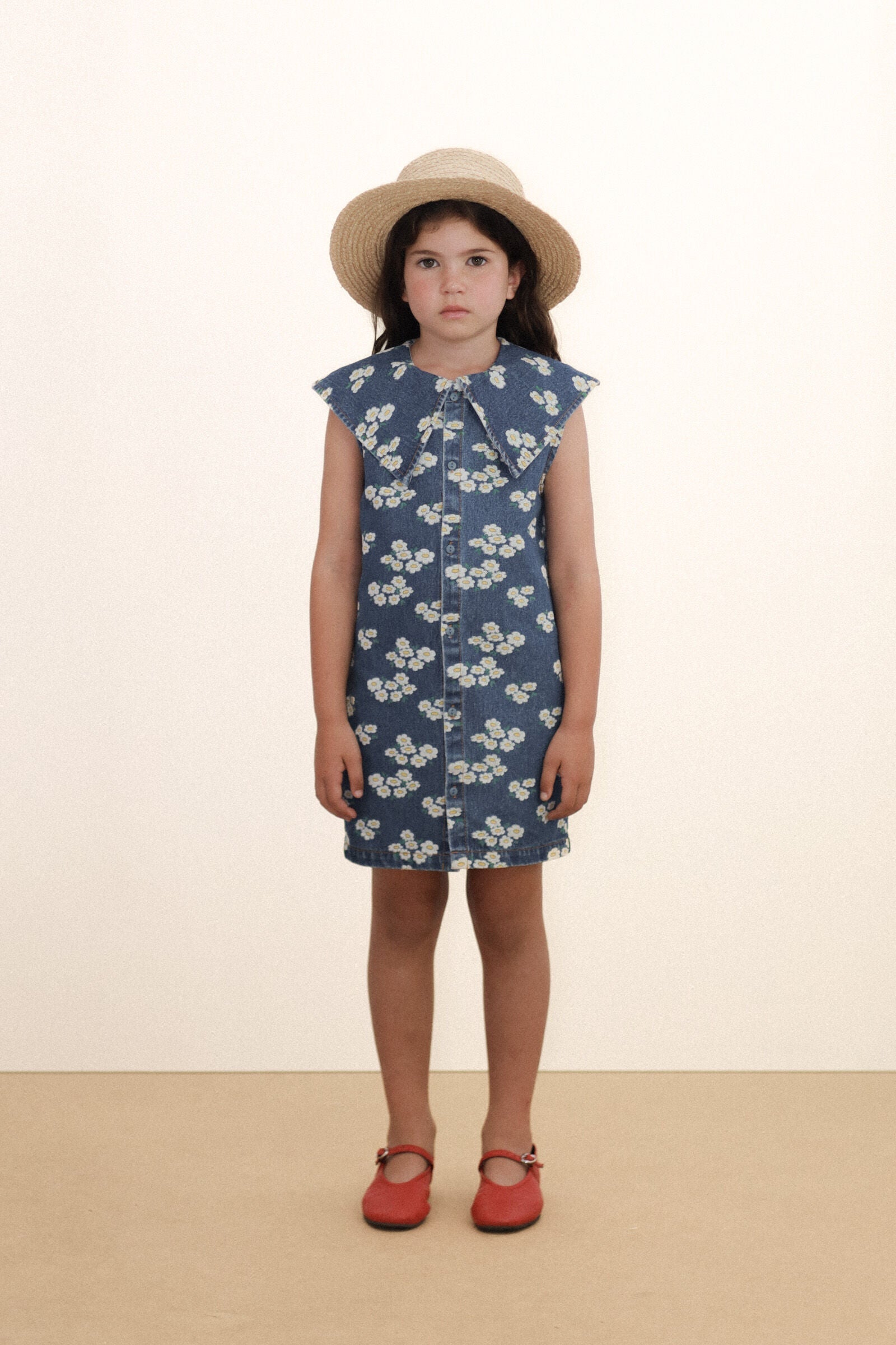 BLOSSOMS DENIM DRESS