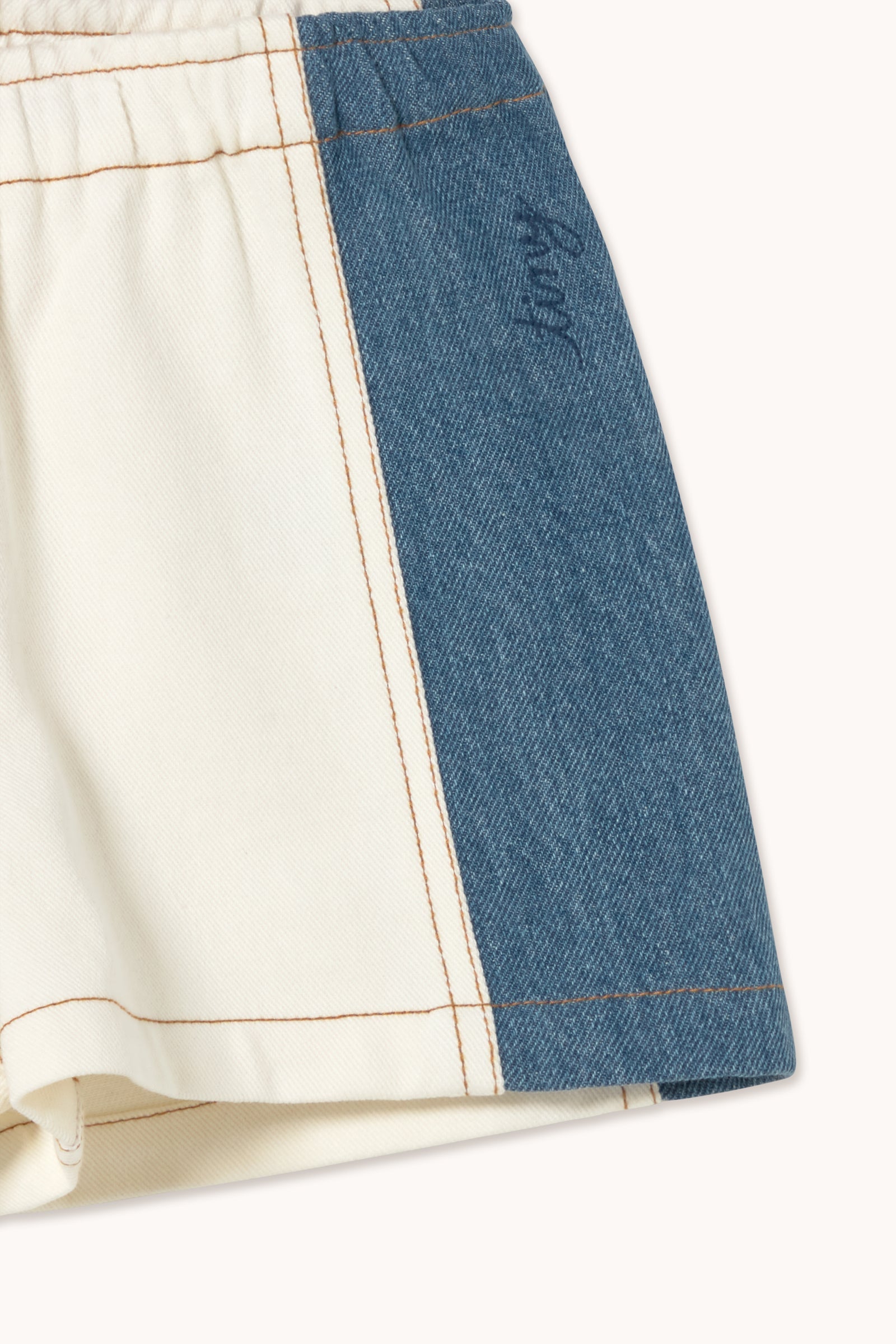 COLOR BLOCK DENIM SHORT