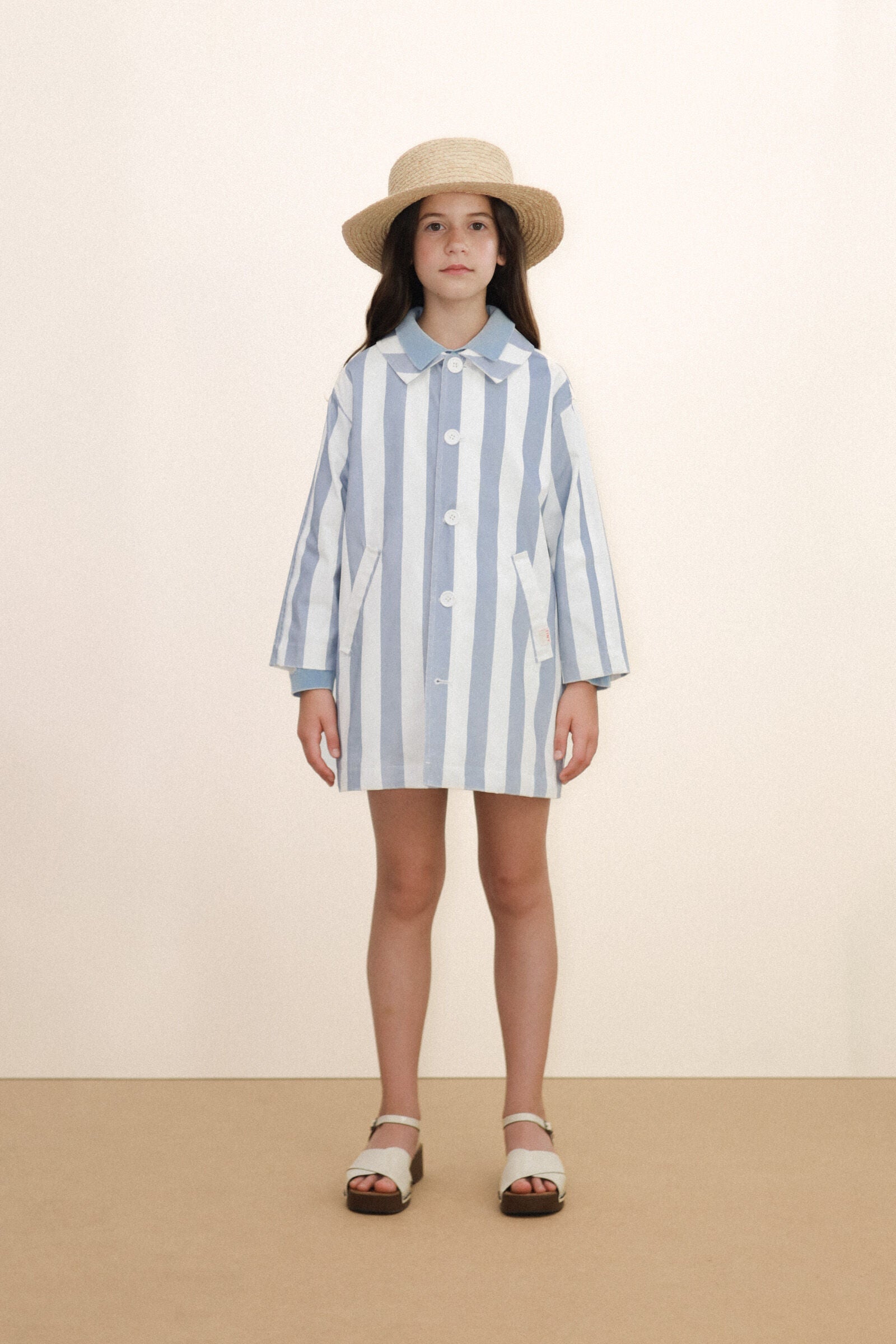 BLUE STRIPES TRENCH COAT