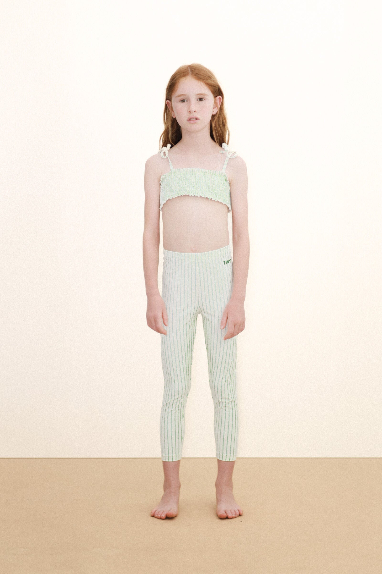 LEGGINGS CYAN FINE STRIPES