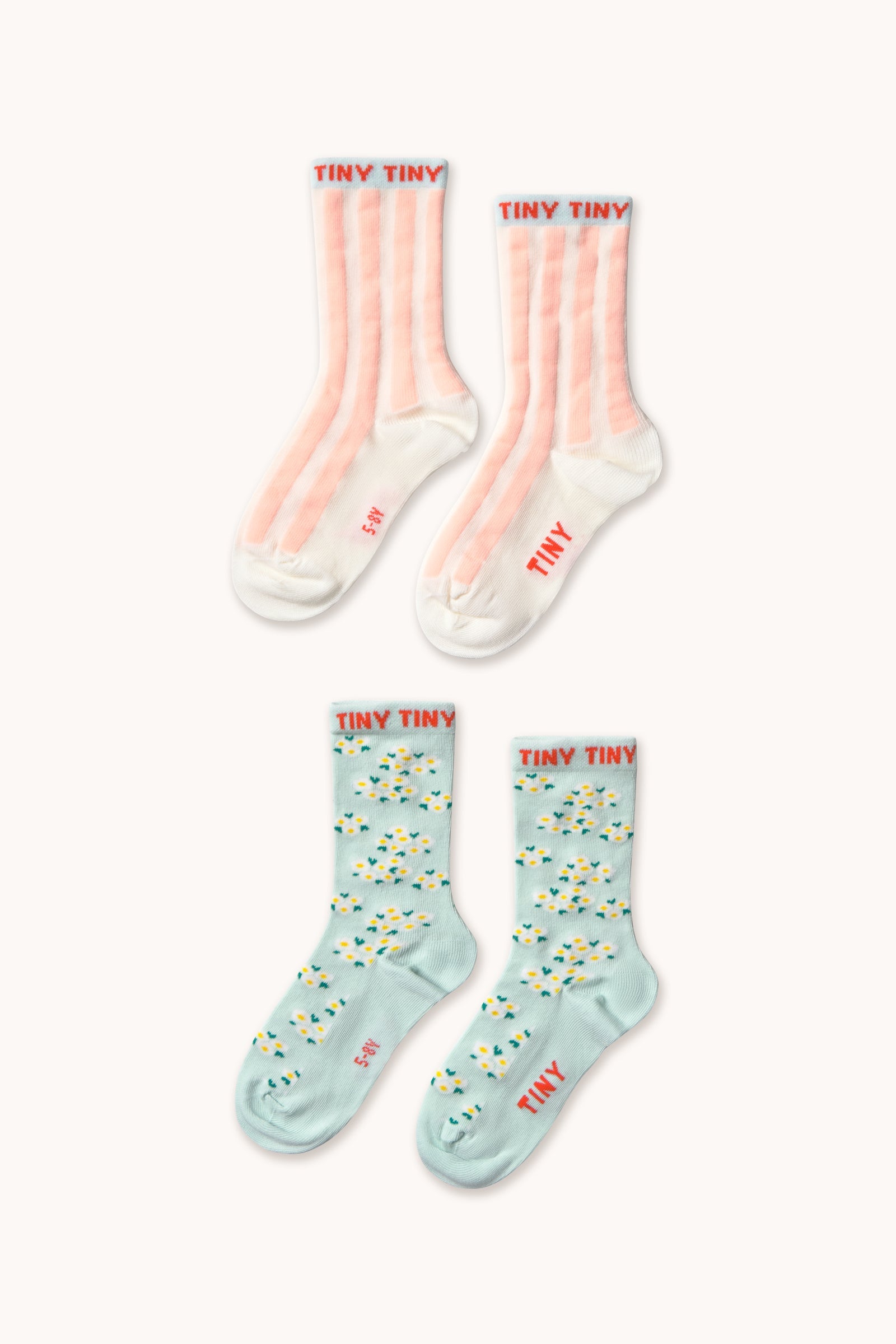 PINK STRIPES & BLOSSOM MEDIUM SOCKS