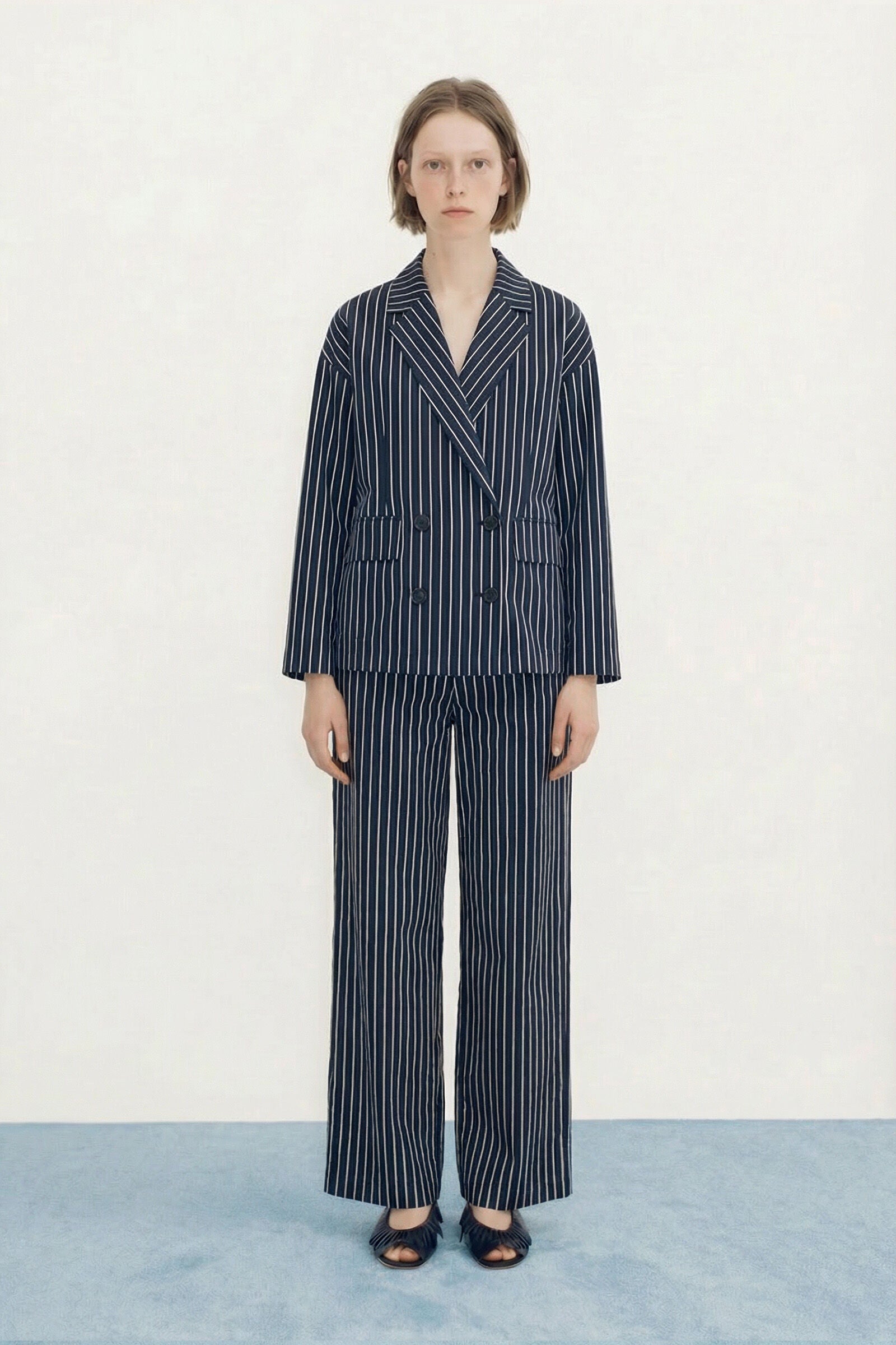STRIPED TWILL BLAZER