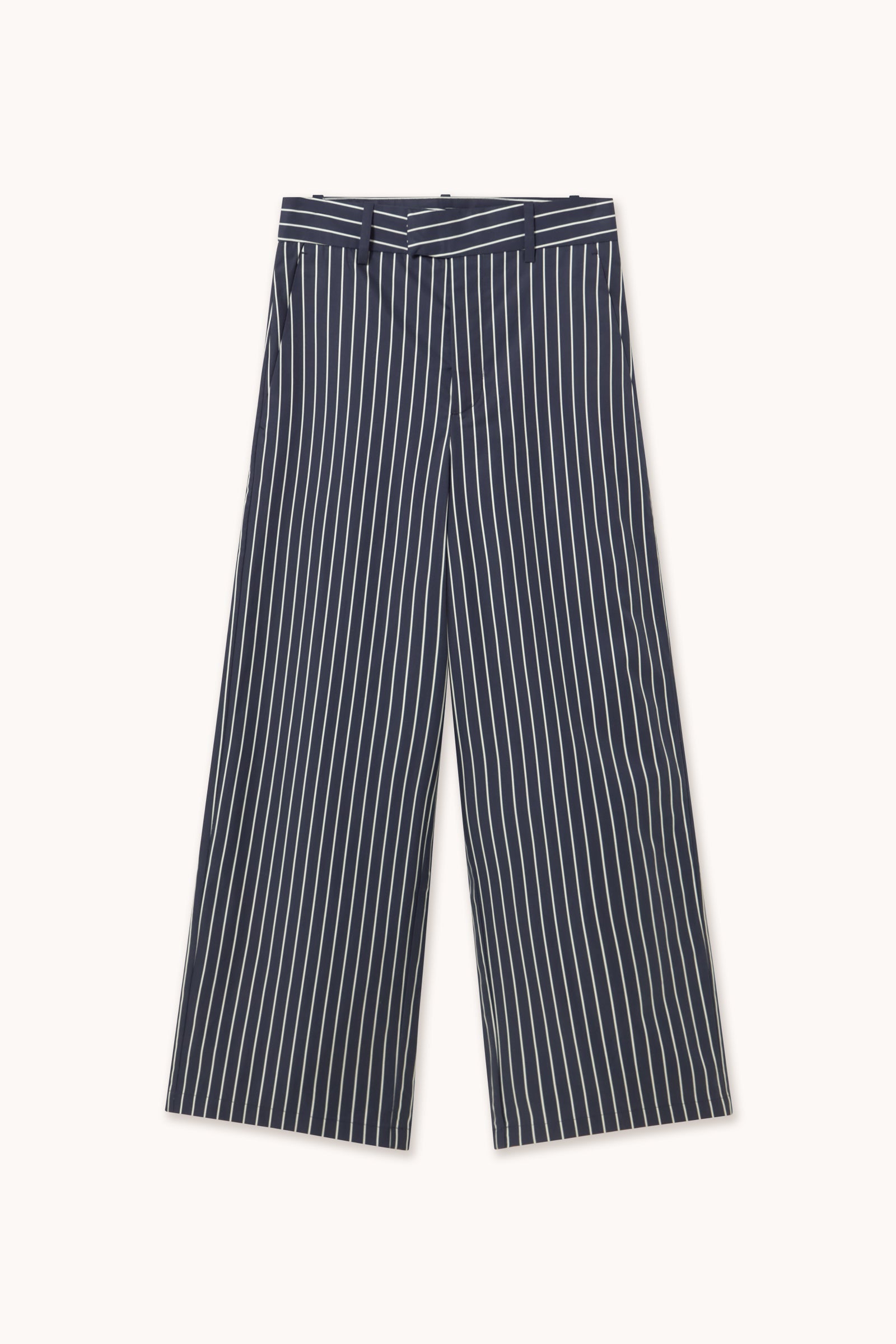 STRIPED TWILL TROUSERS
