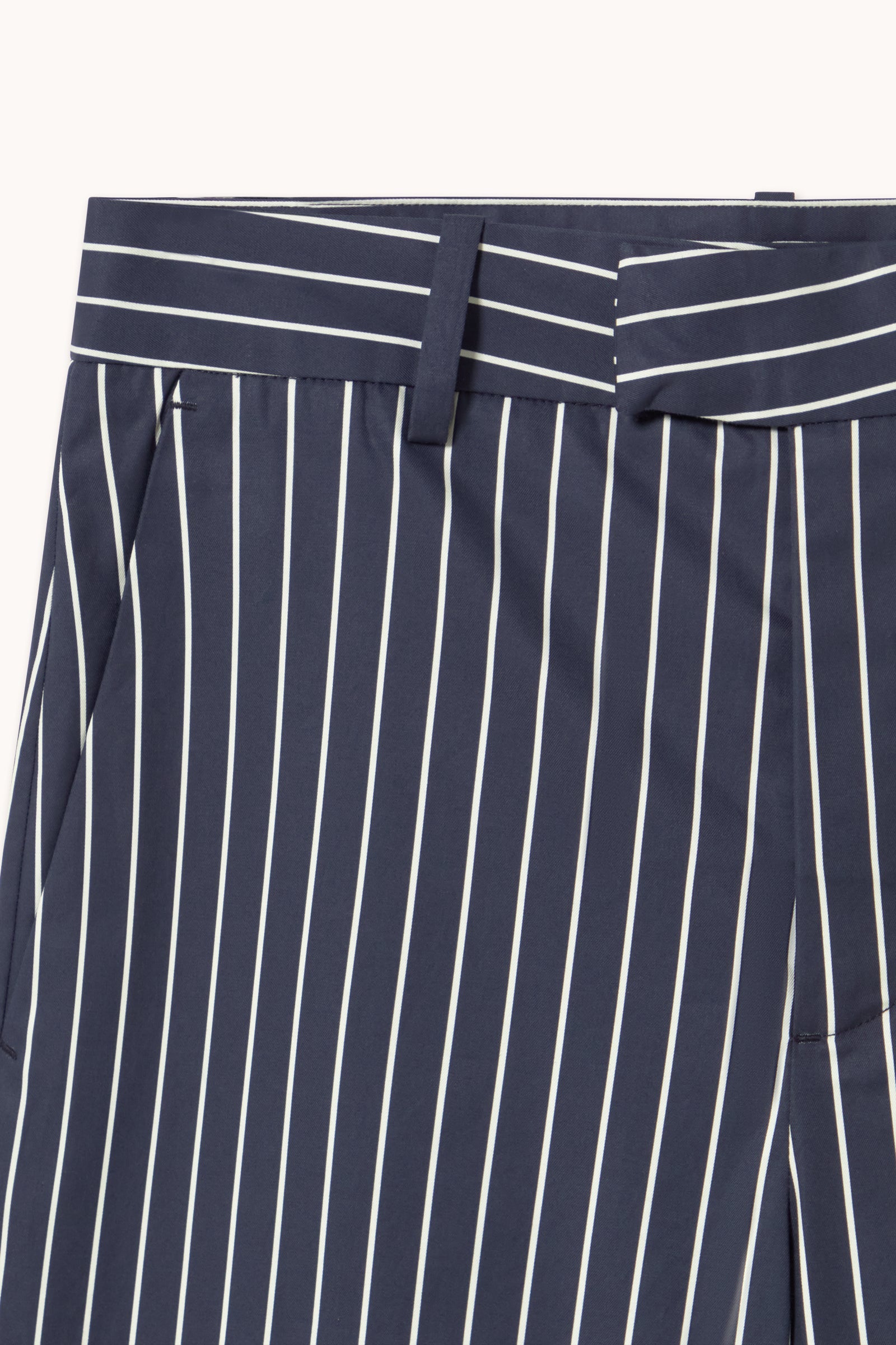 STRIPED TWILL TROUSERS