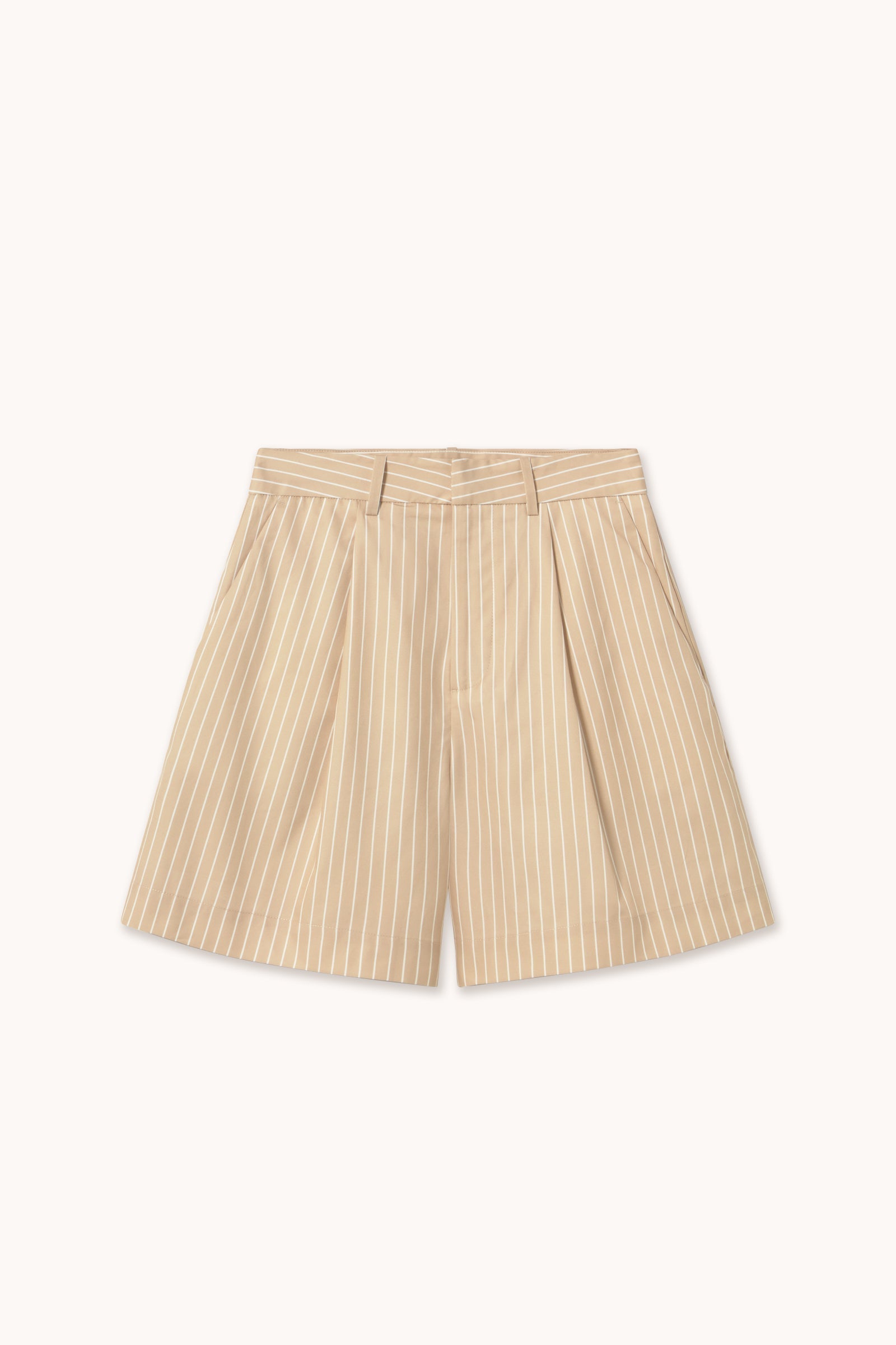 THIN STRIPES TWILL PLEATED SHORTS