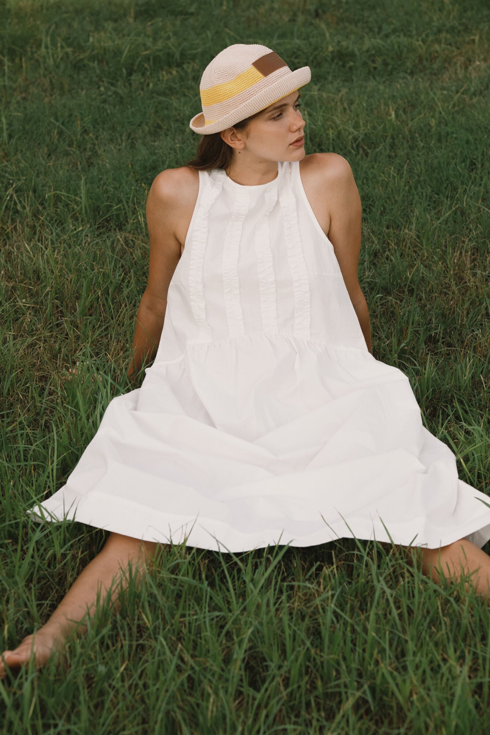 LOW BACK FRILLS DRESS