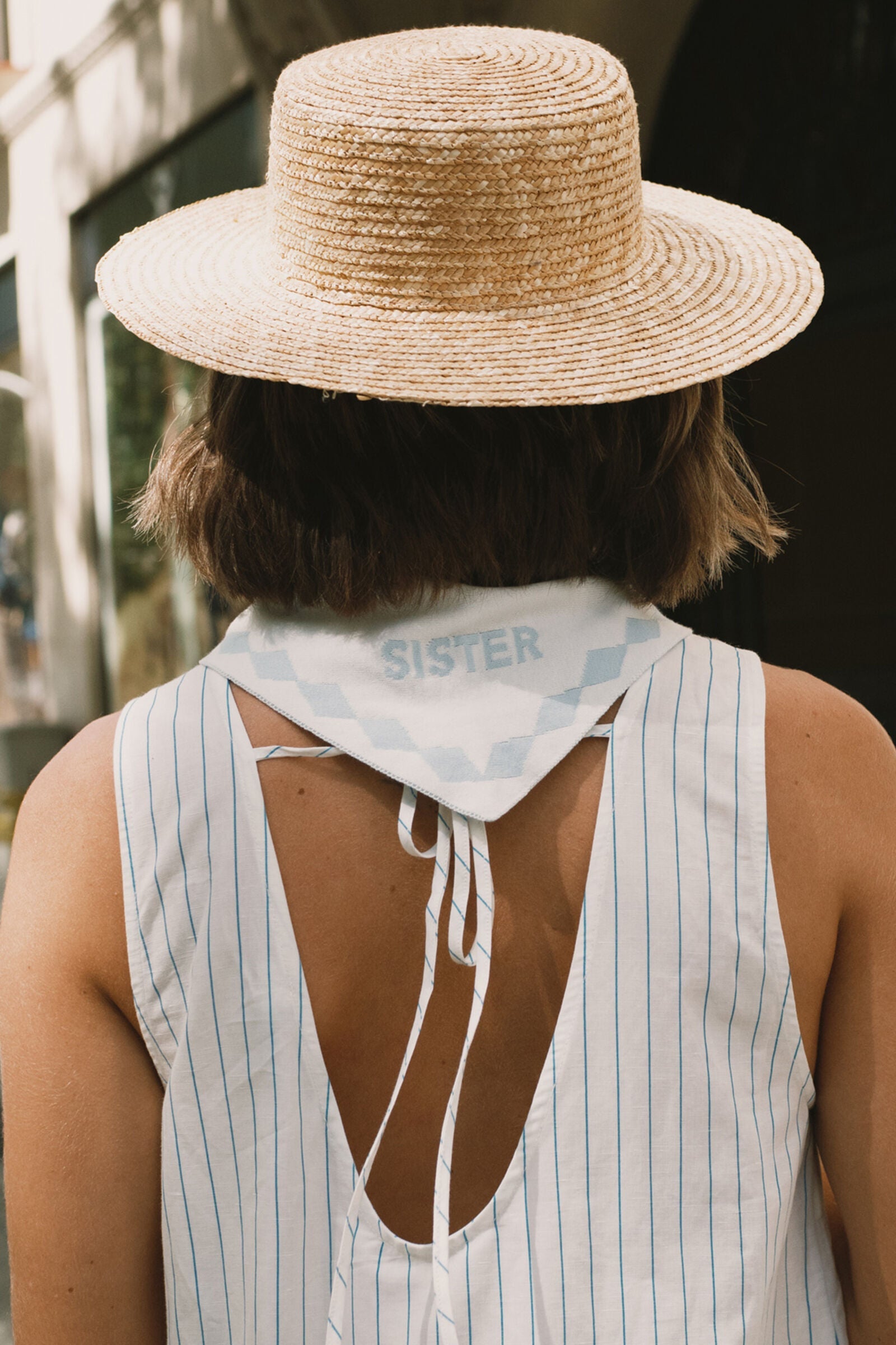 LOW BACK STRIPED DRESS